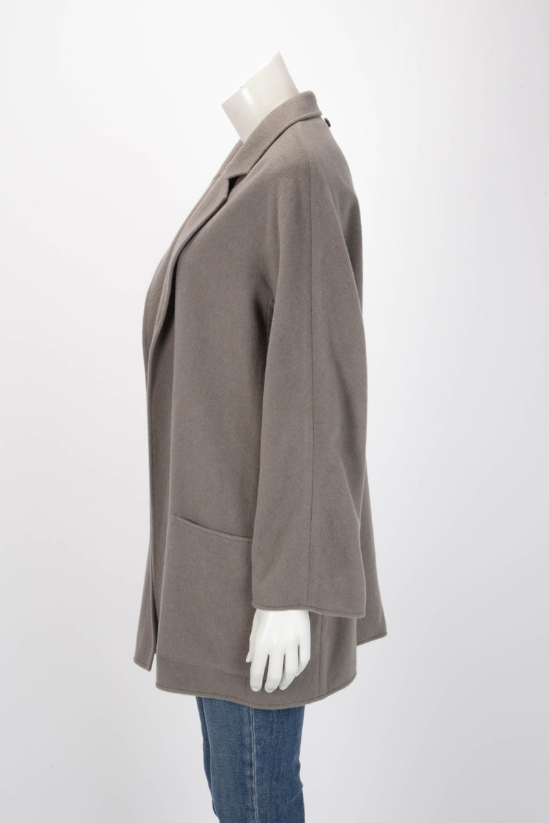 Hermes Grey Cashmere Double Layer Open Coat FR 40