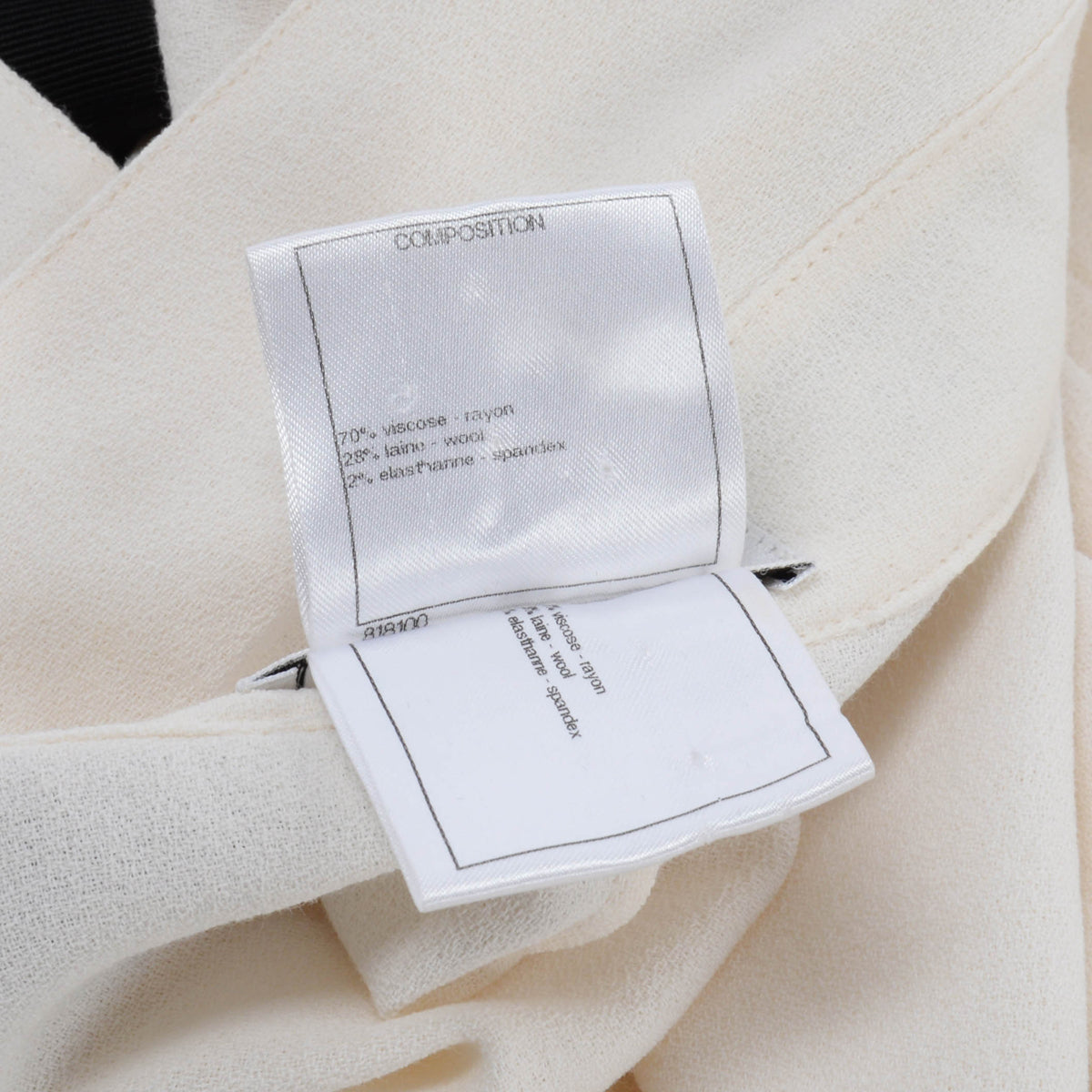 Chanel Ecru & Black Crepe Detail Trim Top FR 40