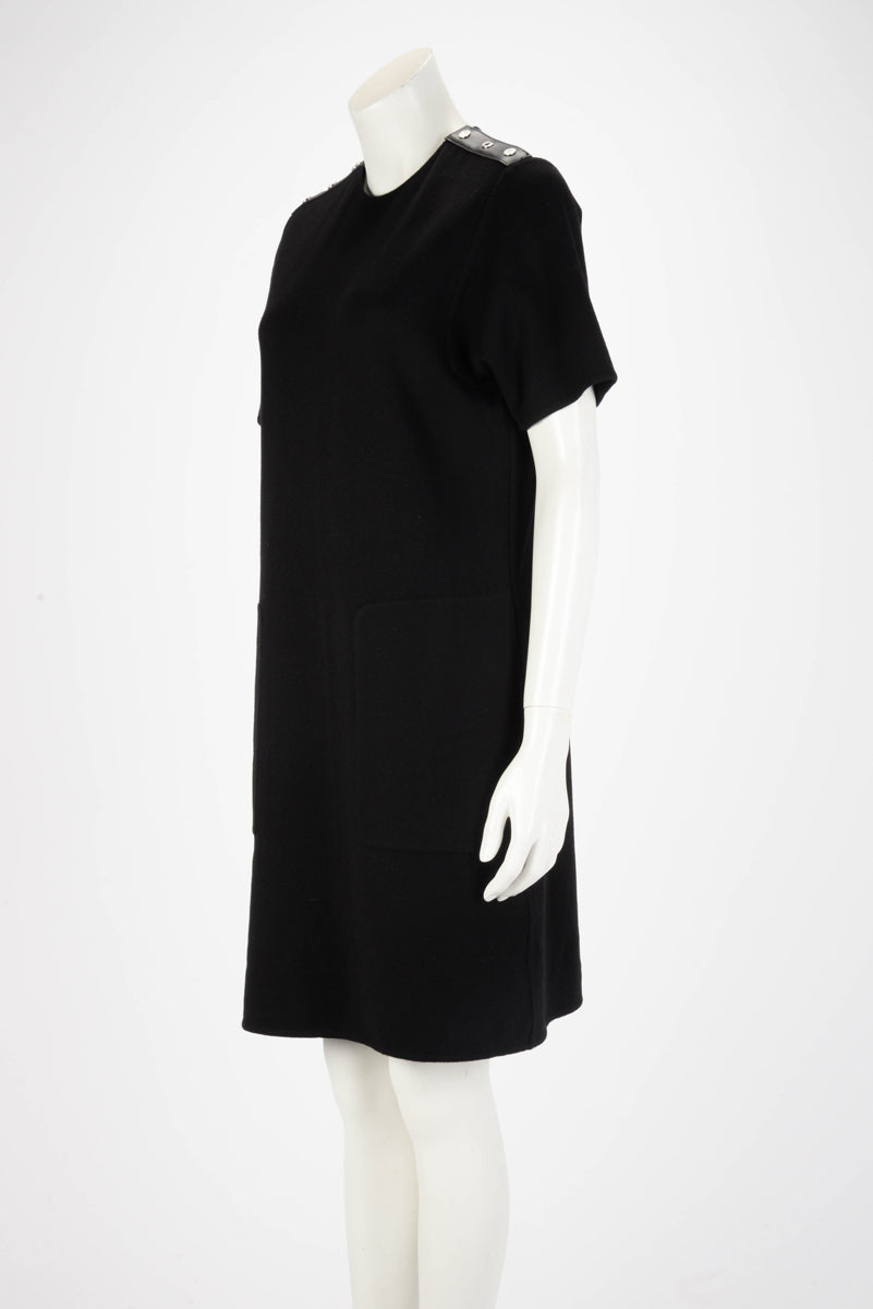 Hermes Black Knit Clou De Selle Button Shoulder Dress FR 40