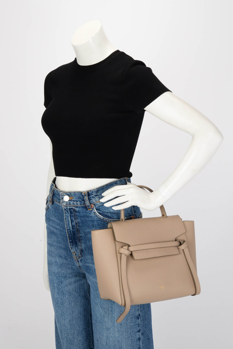 Celine Beige Grained Calfskin Micro Belt Bag