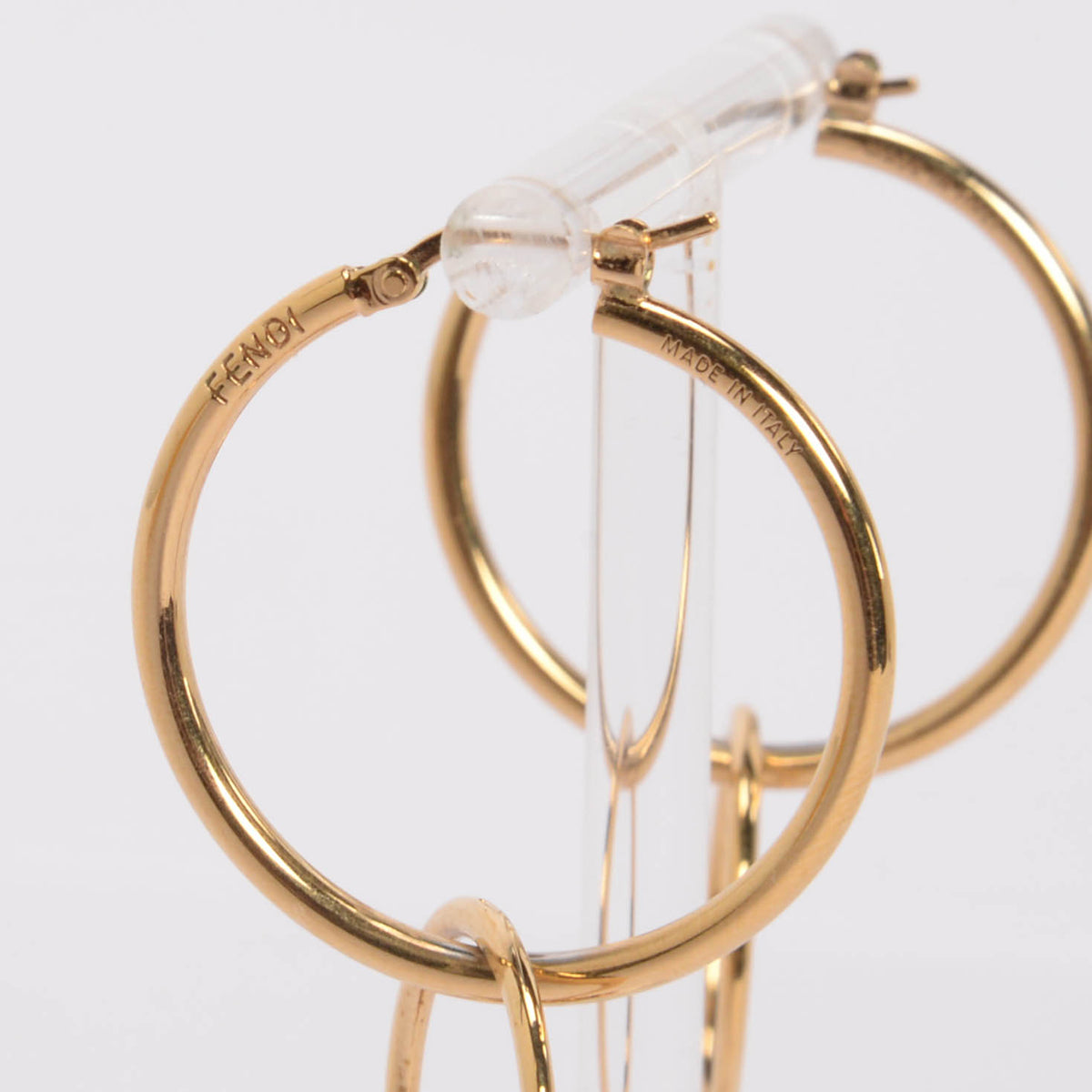 Fendi Gold Pearl Fruit Drop Hoop Earrings