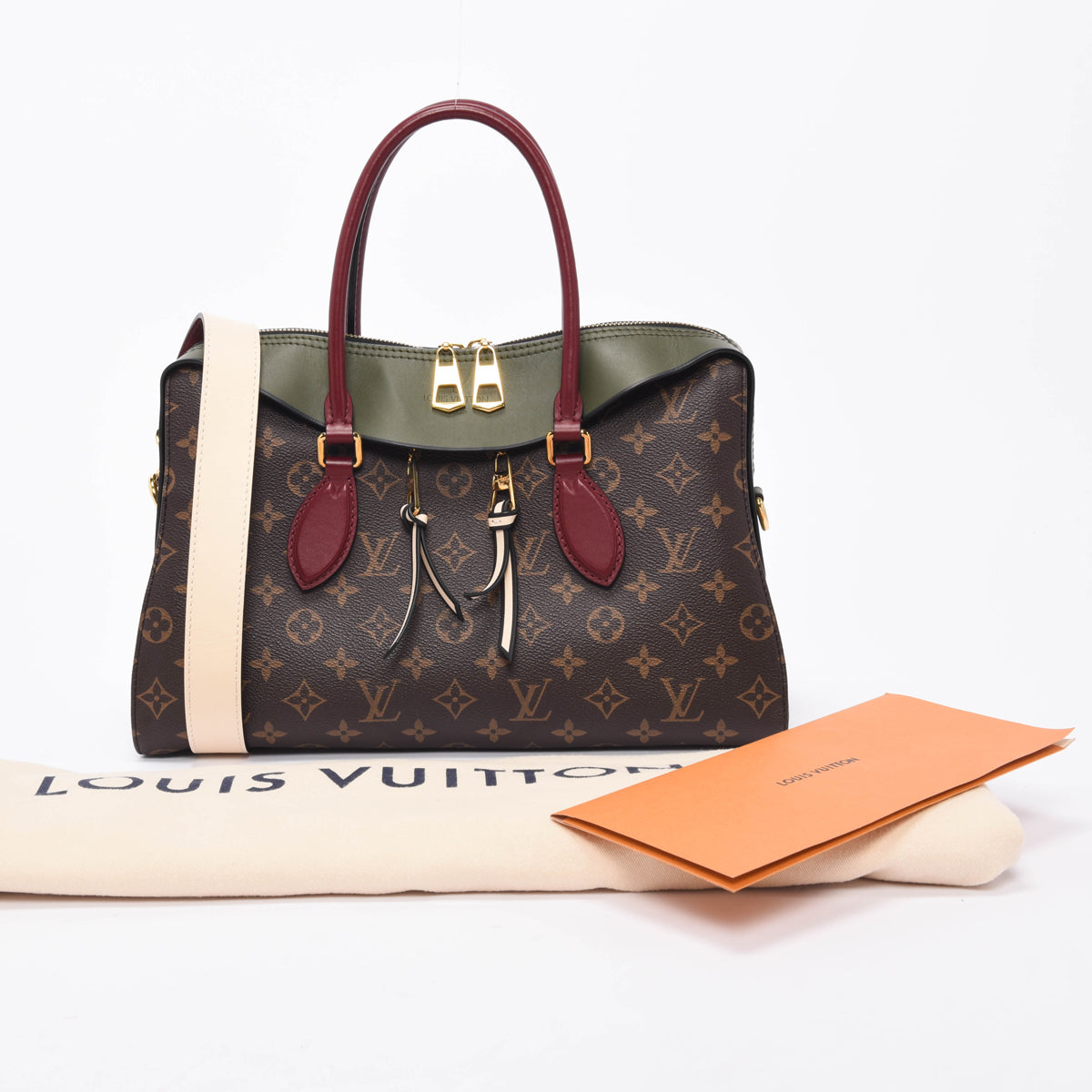 Louis Vuitton Khaki & Burgundy Monogram Canvas Tuileries Bag