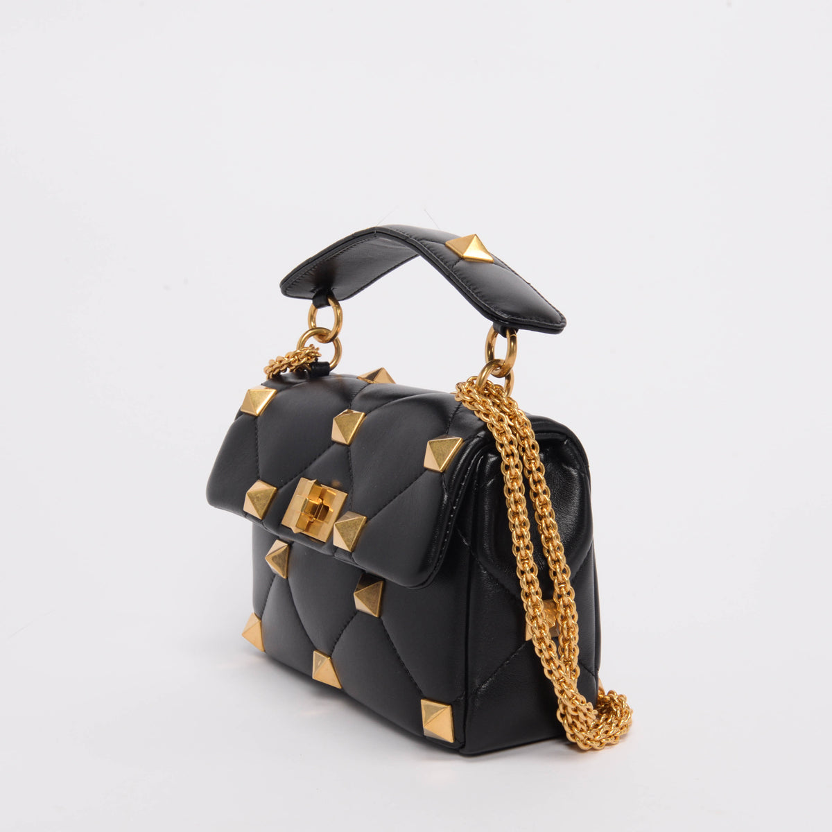 Valentino Black Nappa Medium Roman Stud Bag