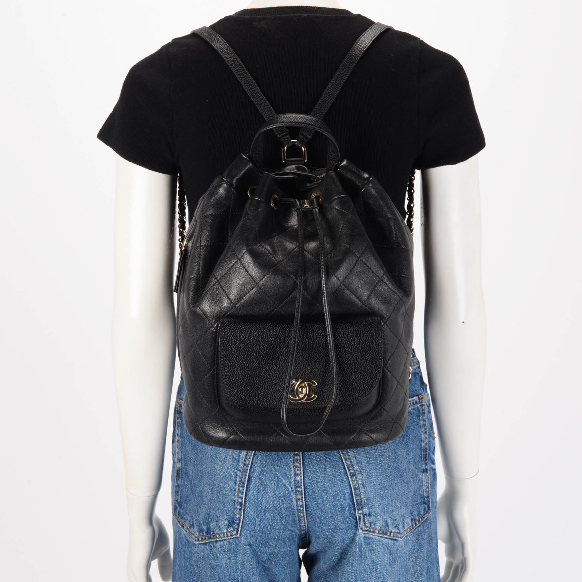 Chanel Black Quilted Sheepskin Daily Round Backpack