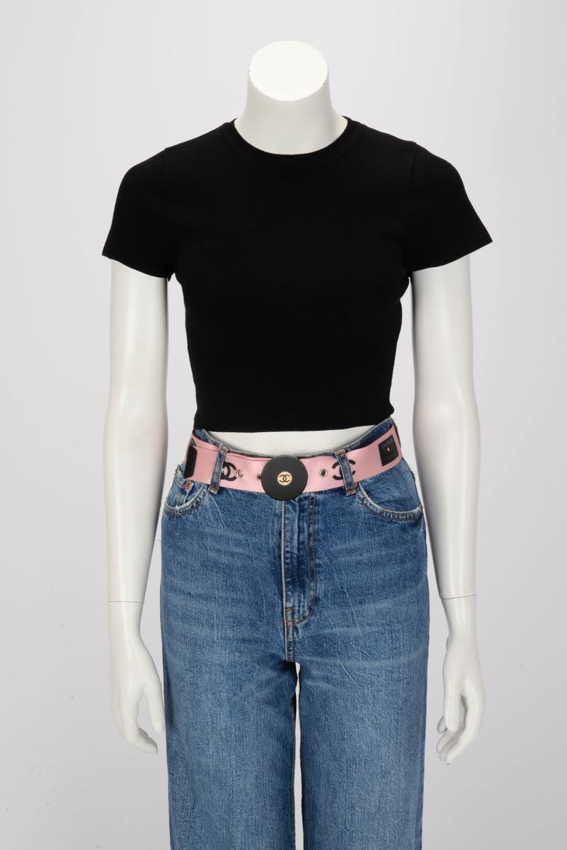 Chanel Pink Web Record CC Belt