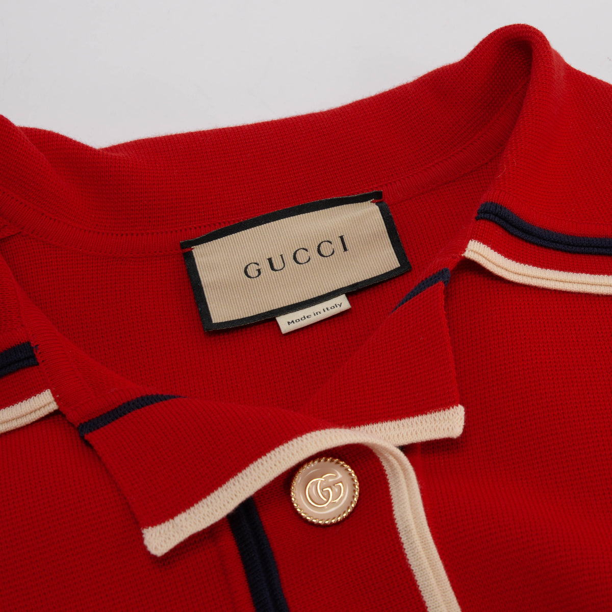 Gucci Red Knit Boxy Cropped Polo M