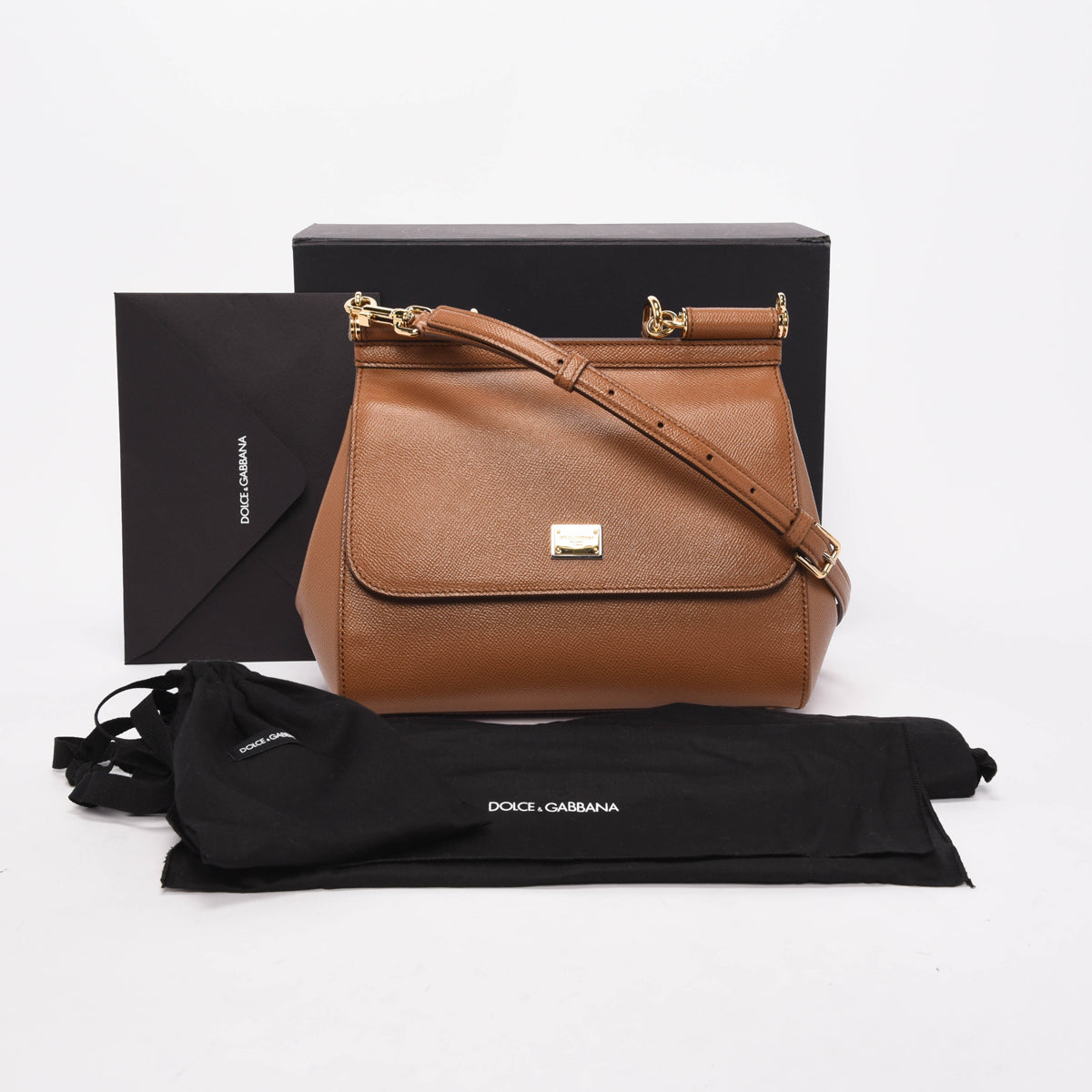 Dolce & Gabbana Camel Dauphine Leather Medium Sicily Bag
