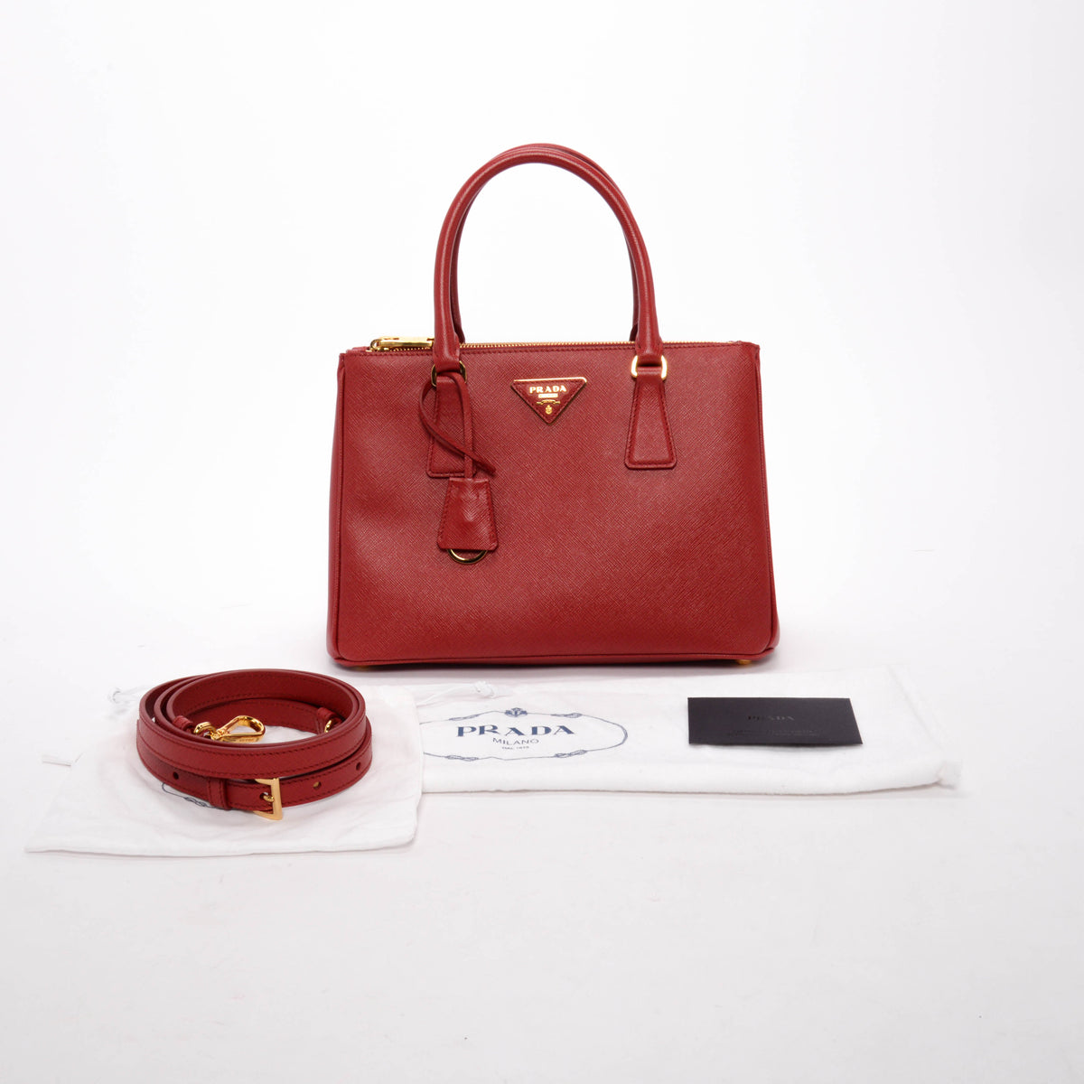 Prada Red Saffiano Lux Small Galleria Tote