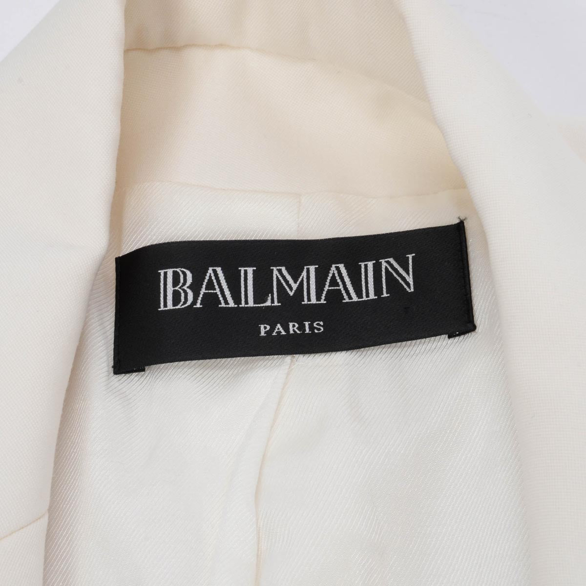 Balmain Ivory Wool Double Breasted Blazer FR 6