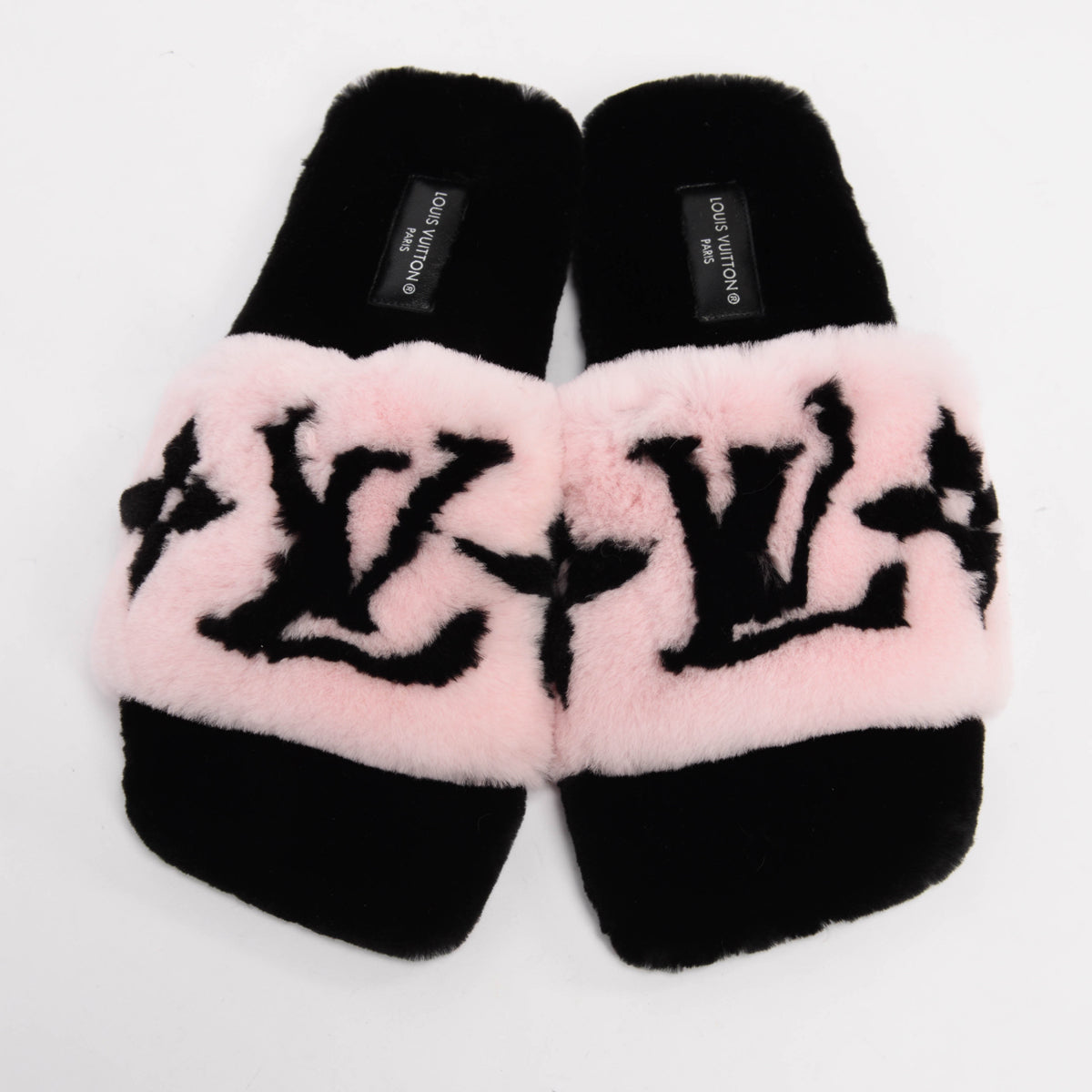 Louis Vuitton Pink & Black Mink Fay Slides 38