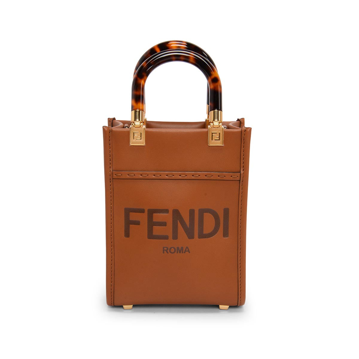 Fendi Brown Roma Calfskin Mini Sunshine Shopper