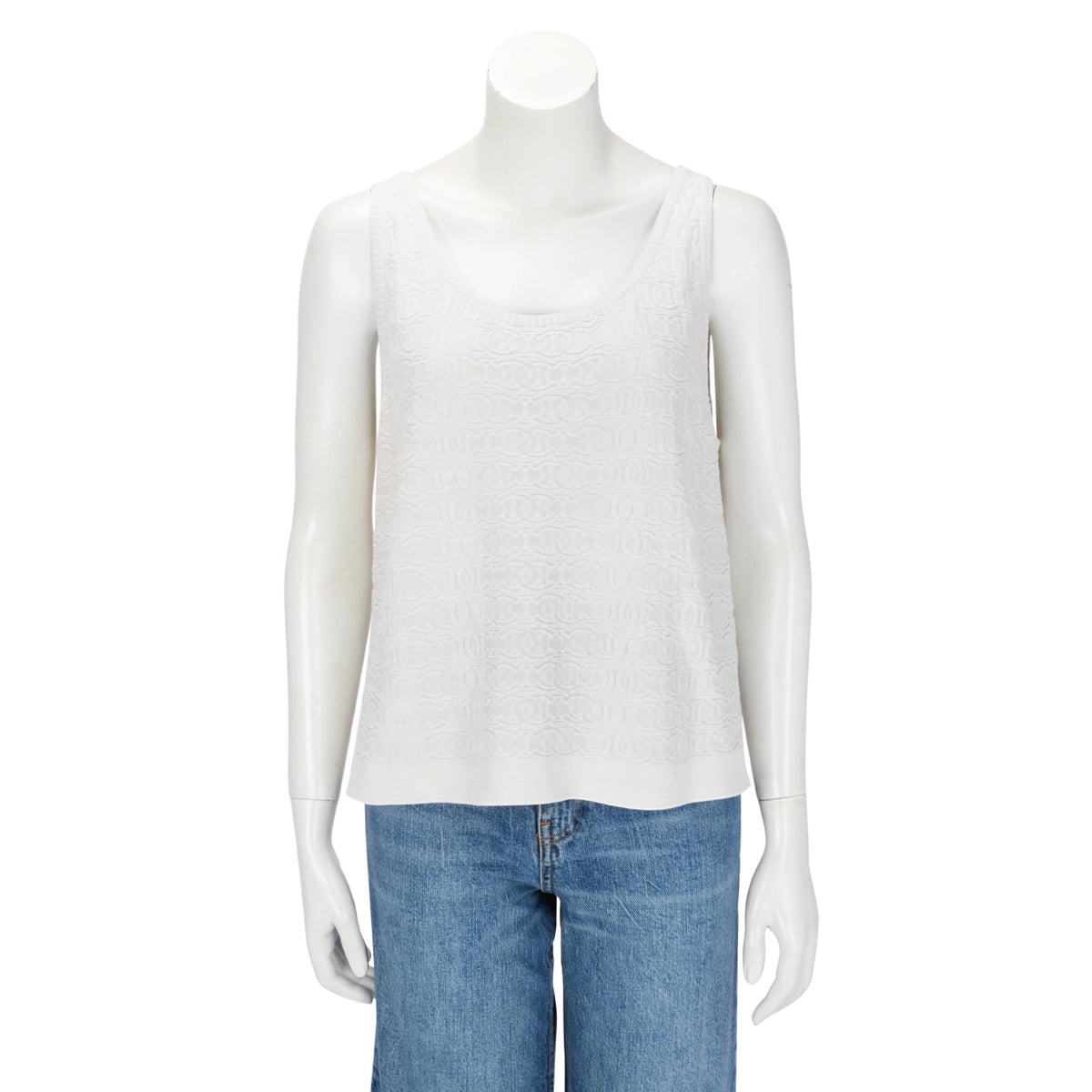 Chanel Cream Cotton CC Singlet Top FR 44