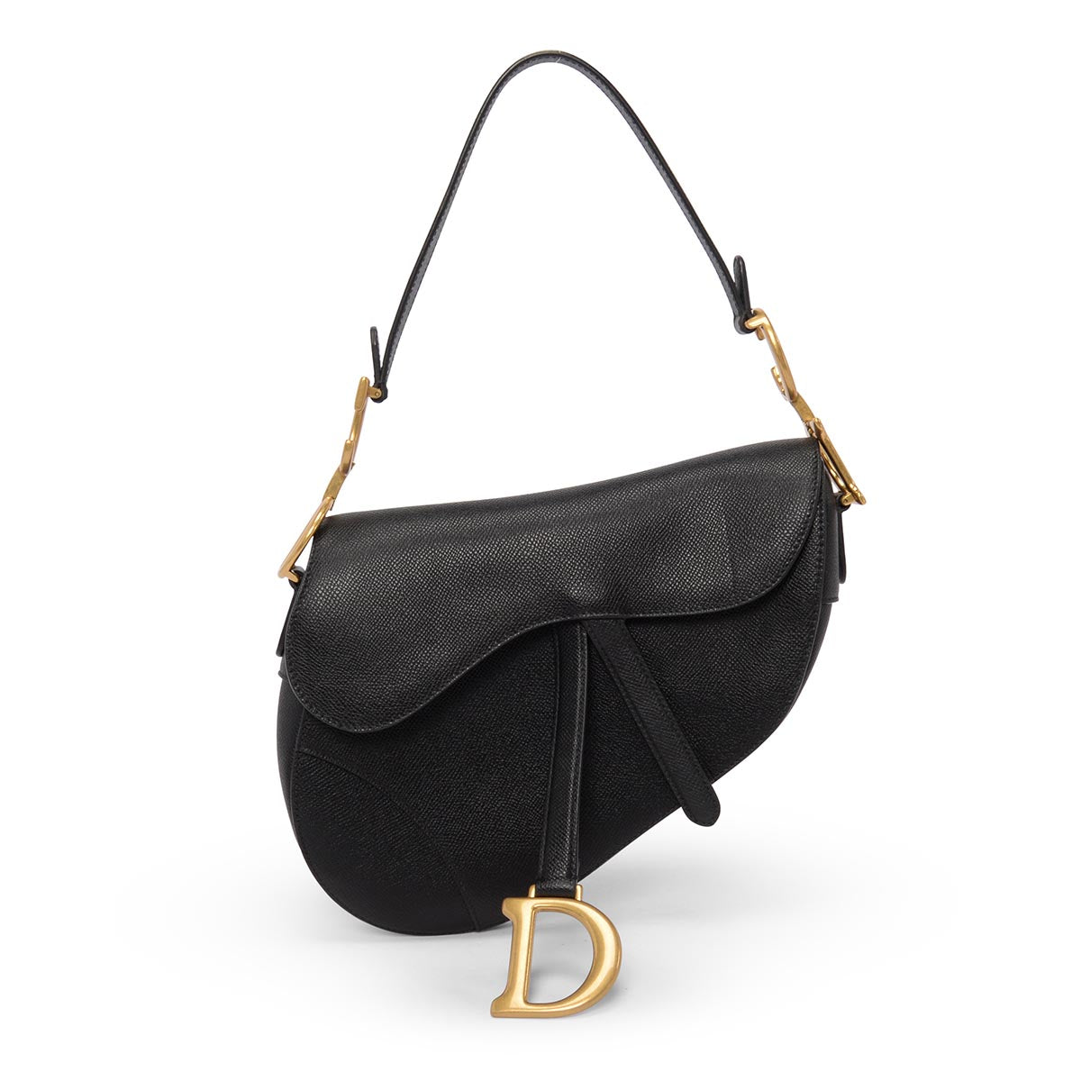 Dior Black Grained Calfskin Saddle Bag
