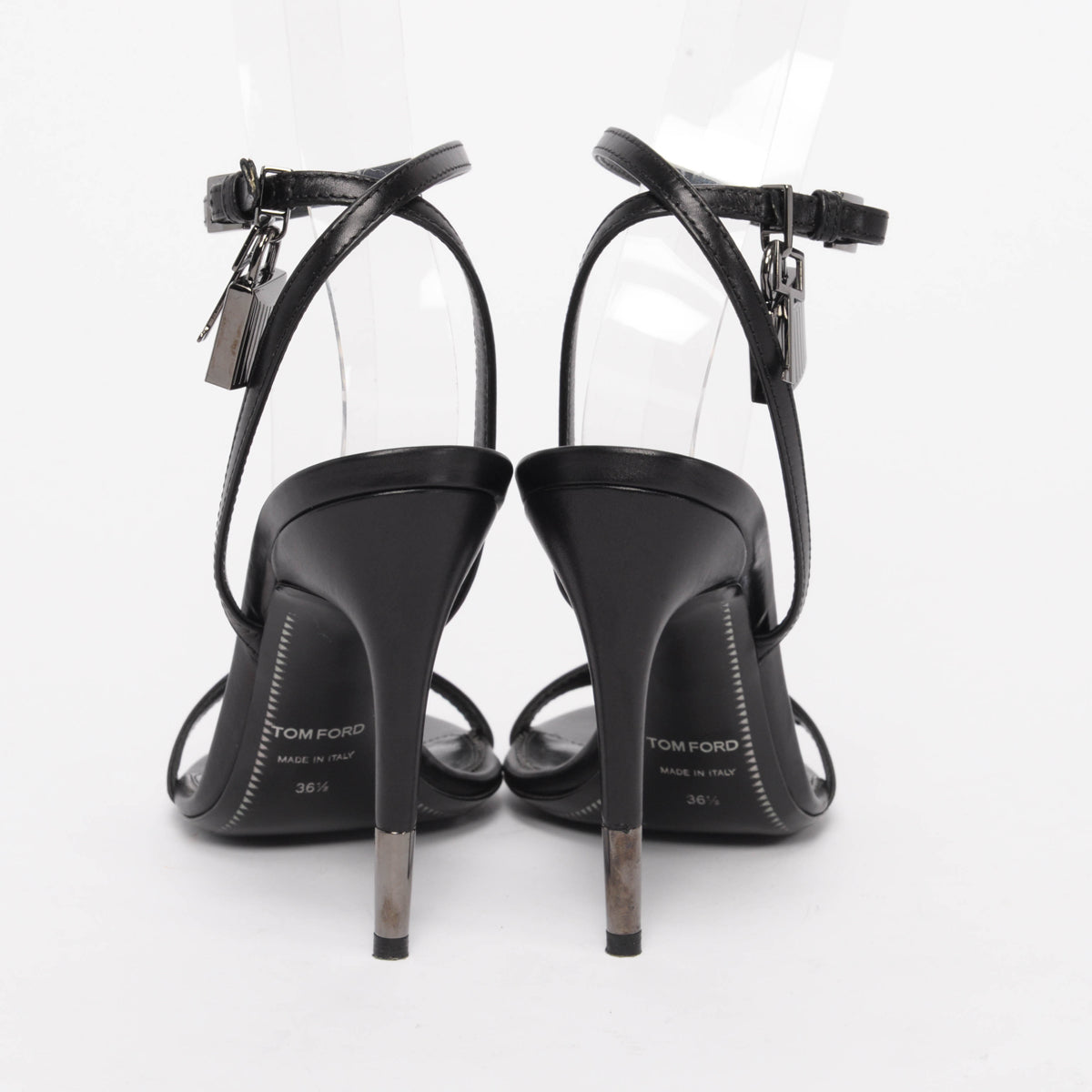 Tom Ford Black Nappa Padlock Sandals 35.5