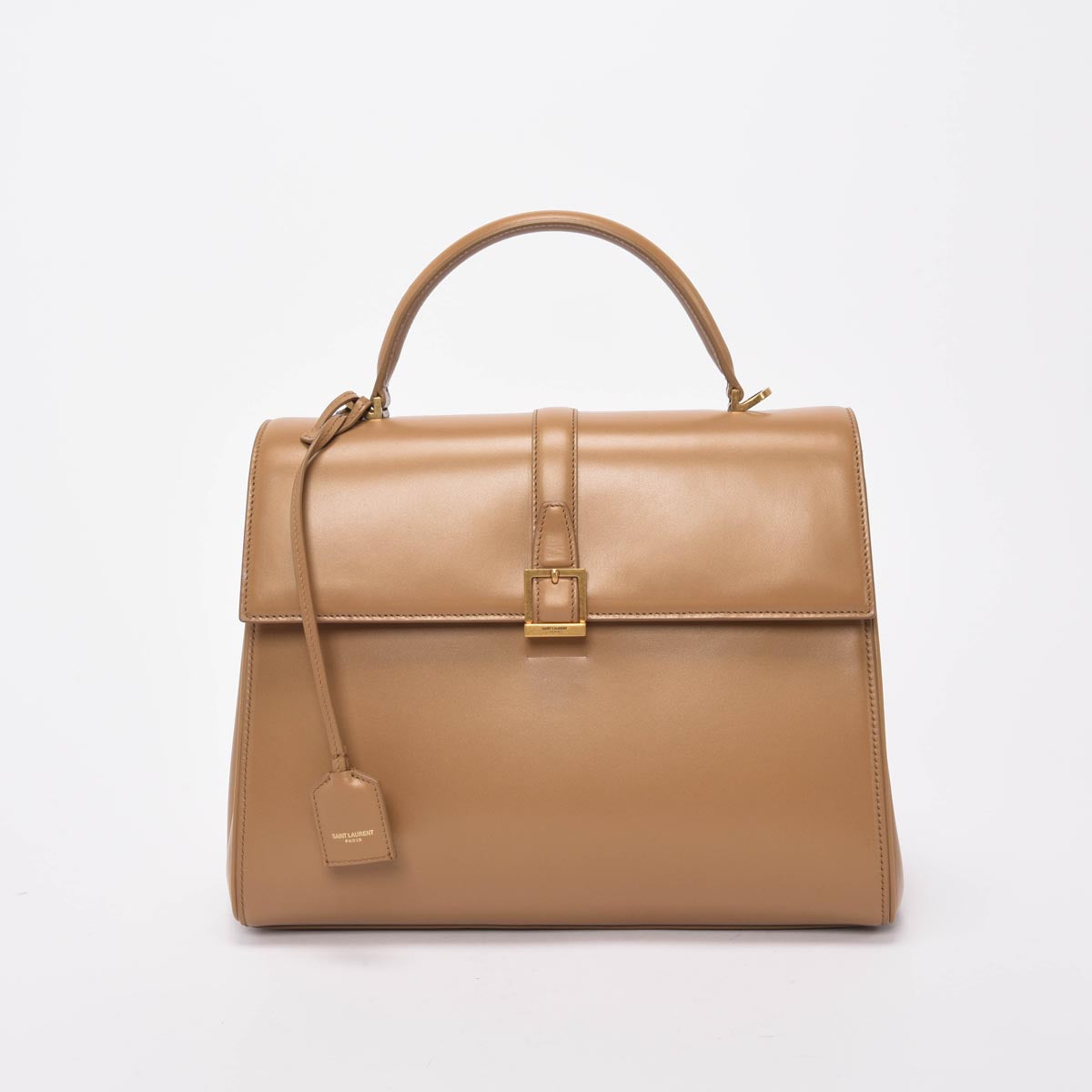 Saint Laurent Camel Calfskin Le Fermoir Top Handle Bag