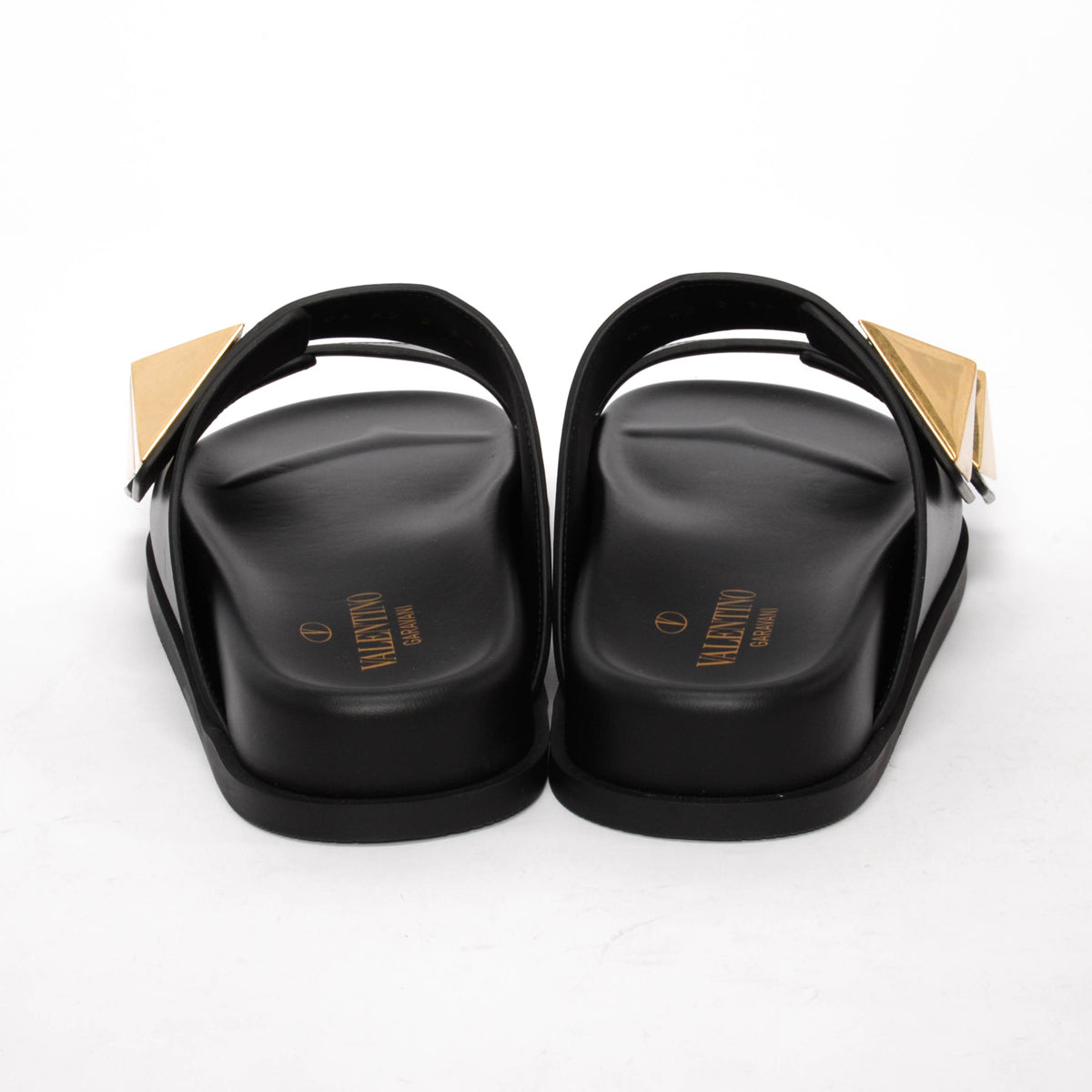 Valentino Black Calfskin One Stud Slides 36