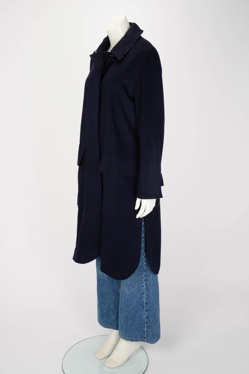 Burberry Navy Cashmere Dayrell Coat UK 8