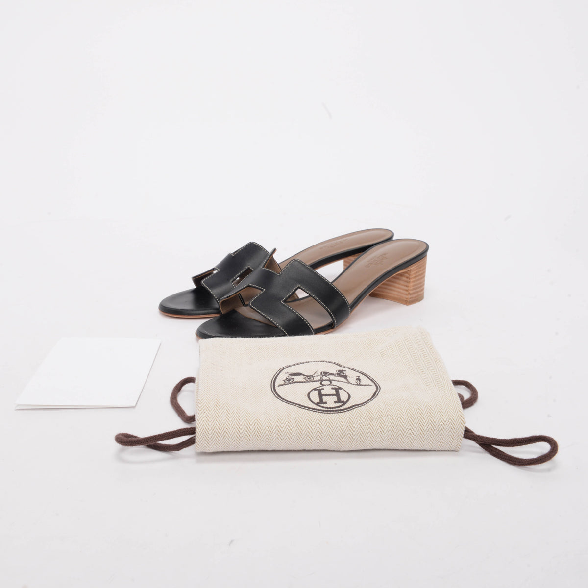 Hermes Black Calfskin Oasis Sandals 38.5