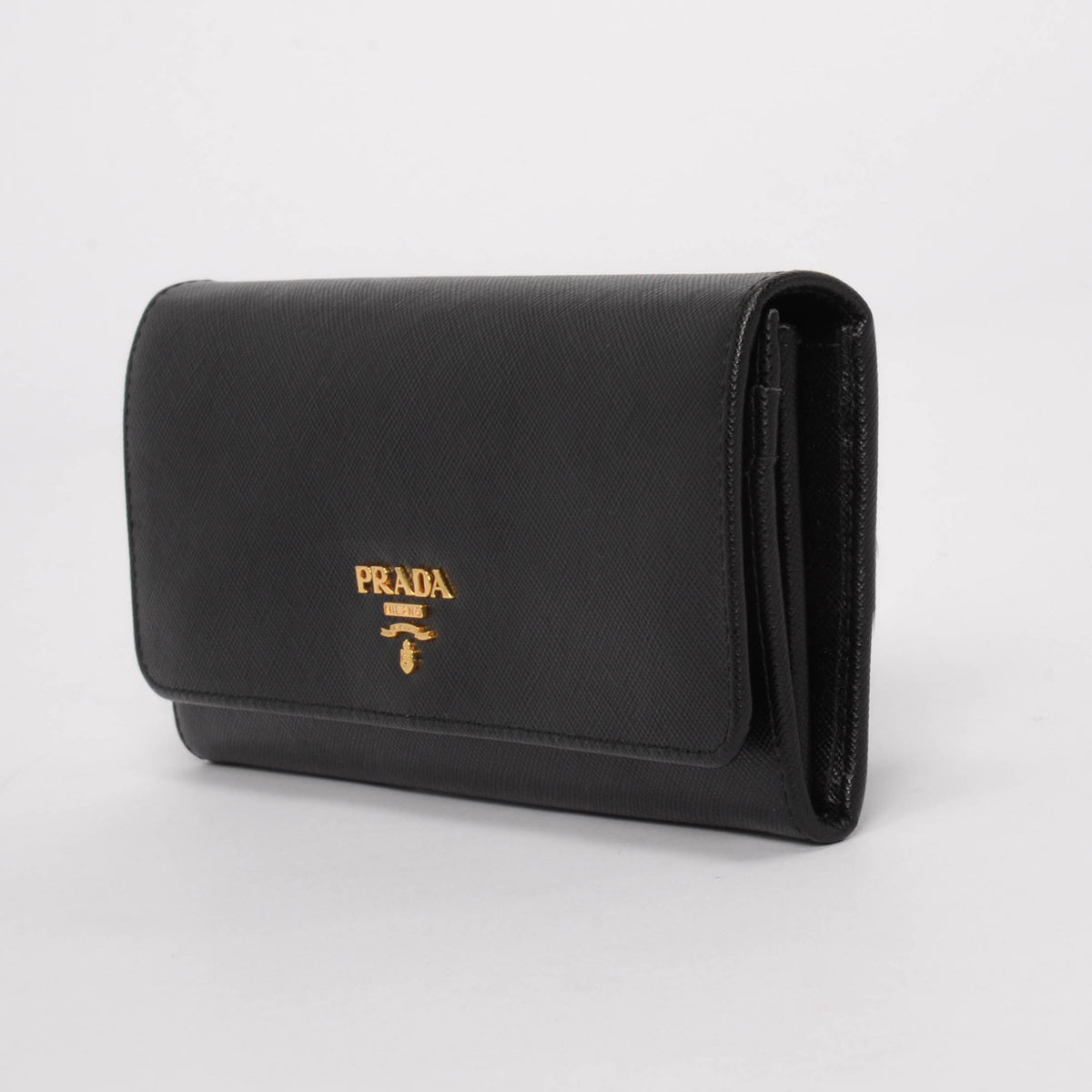 Prada Black Saffiano Leather Continental Wallet