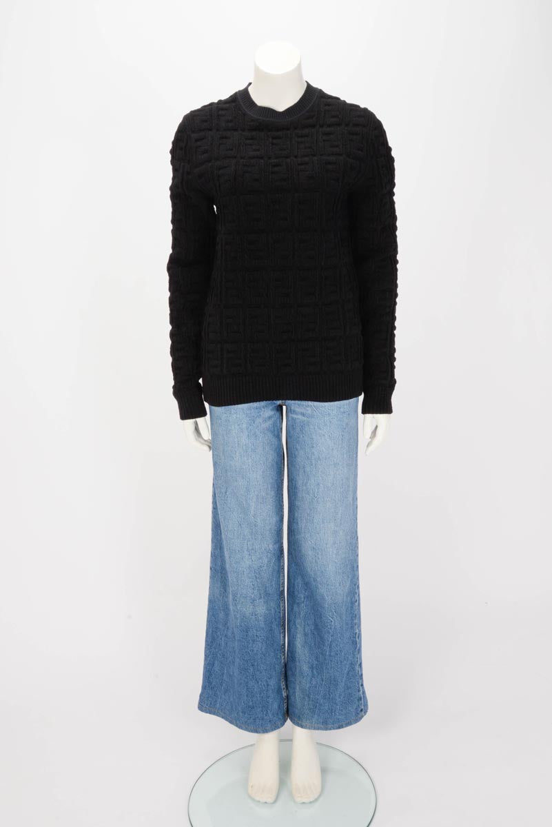 Fendi Black Chenille FF Motif Sweater IT 50