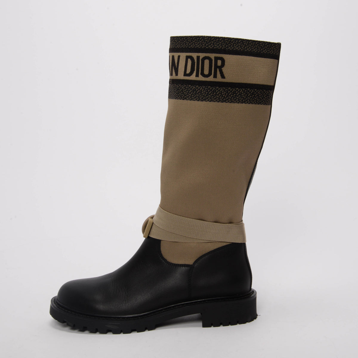 Dior Taupe Technical Fabric & Calfskin D-Major Boots