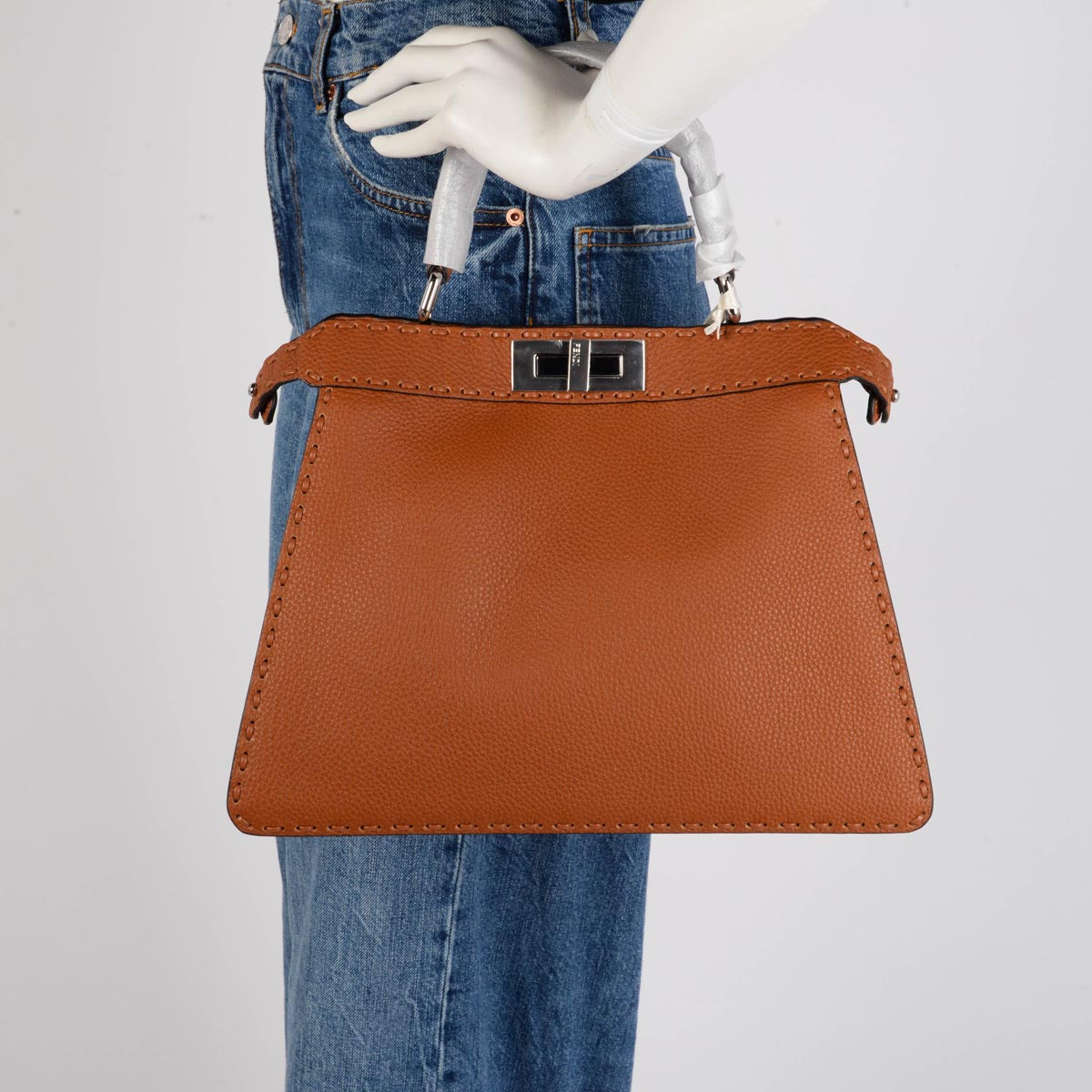 Fendi Tan Roma Calfskin Medium Peekaboo ISeeU Bag