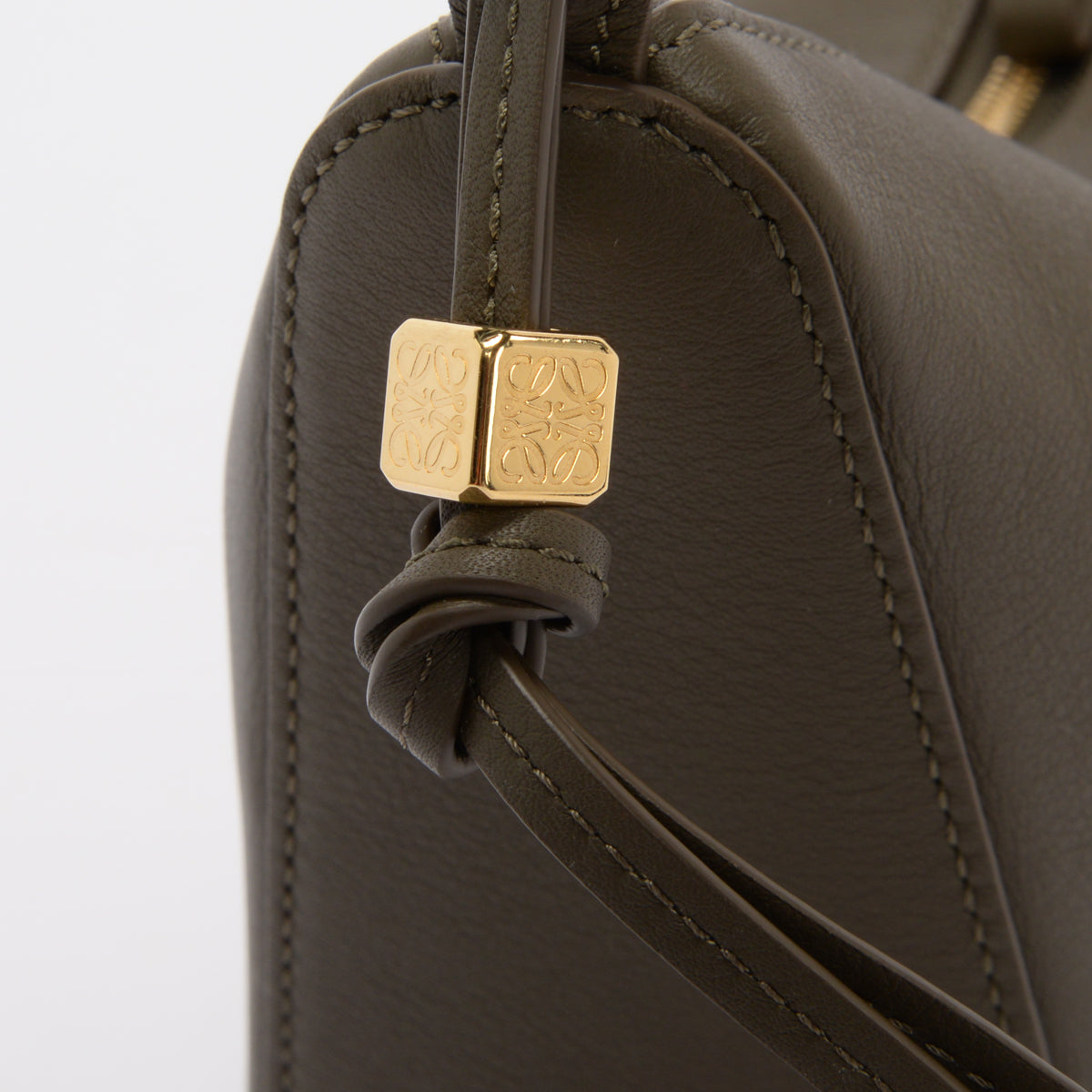 Loewe Olive Calfskin Braided Handle Mini Hammock Hobo + Strap