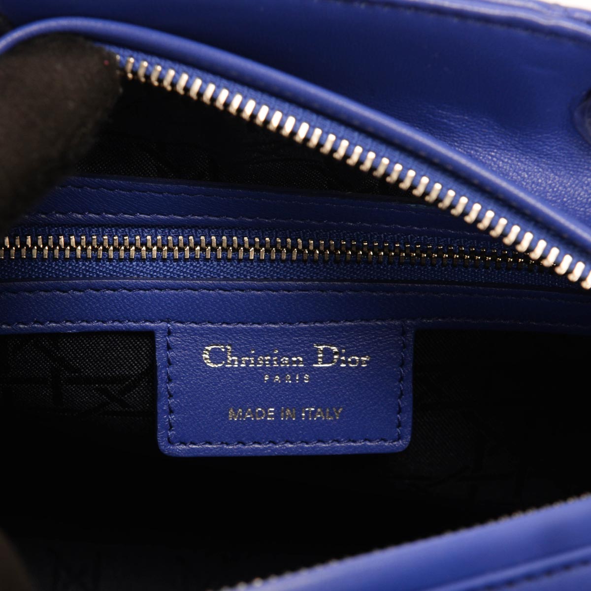 Dior Bright Blue Lambskin Cannage Medium Lady Dior