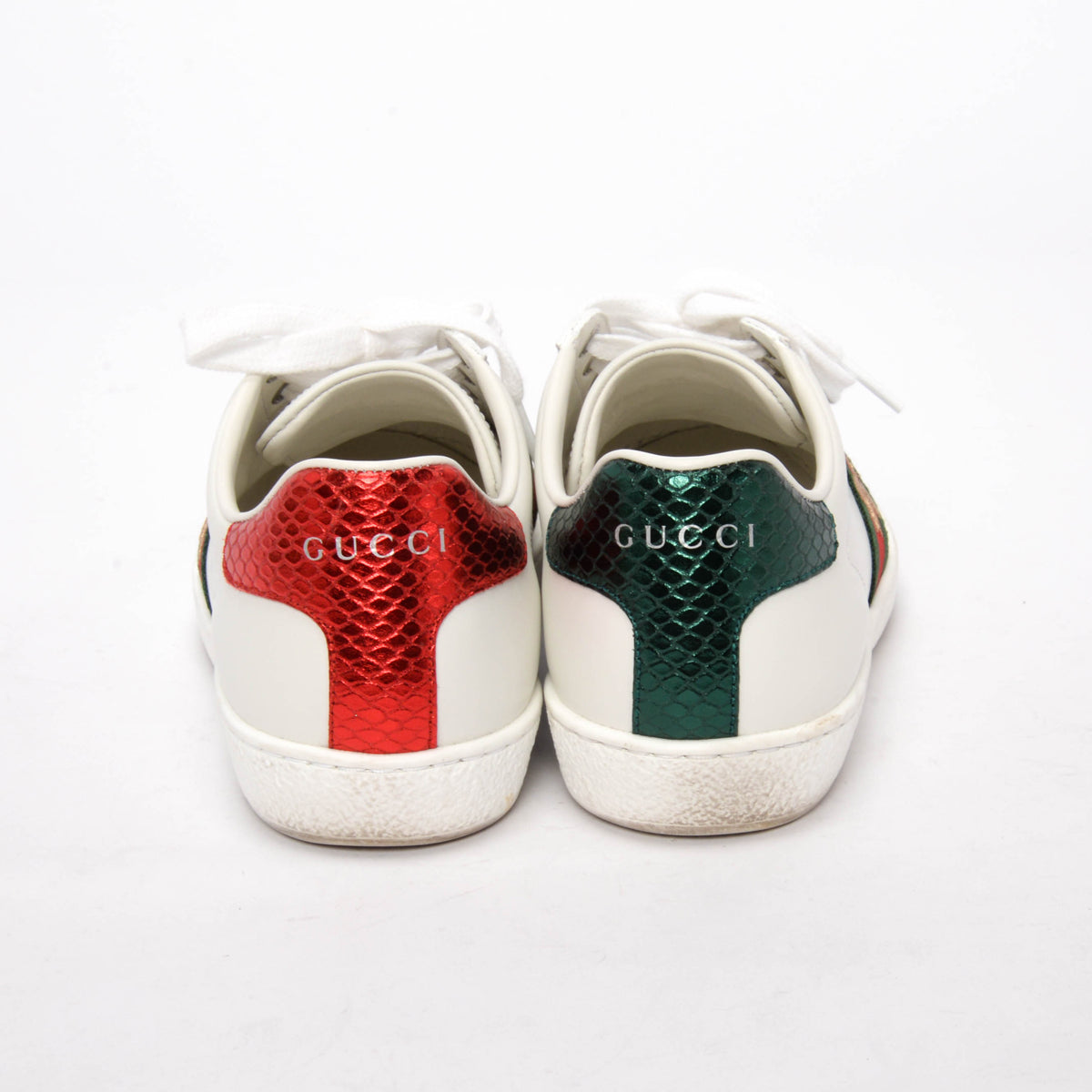 Gucci White Calfskin Bee Embroidered Ace Sneakers 36
