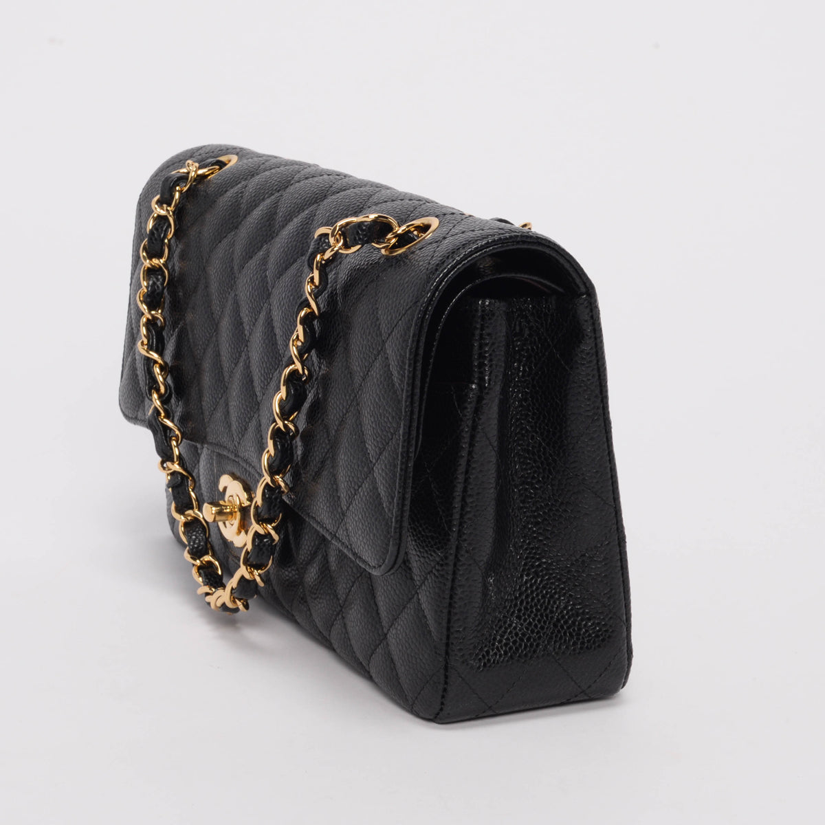 Chanel Black Quilted Caviar Medium Classic Flap Bag GHW