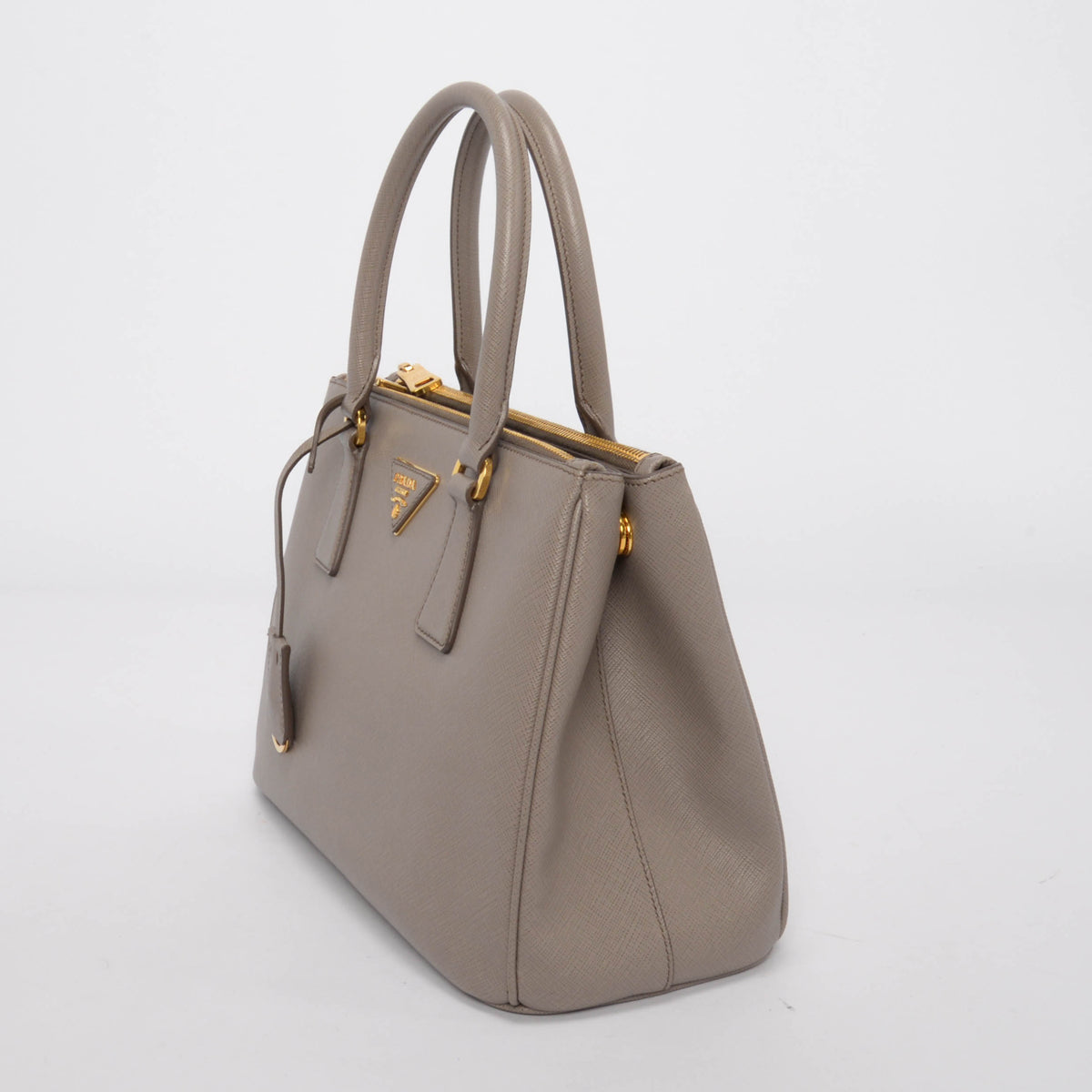 Prada Grey Saffiano Lux Small Galleria Tote