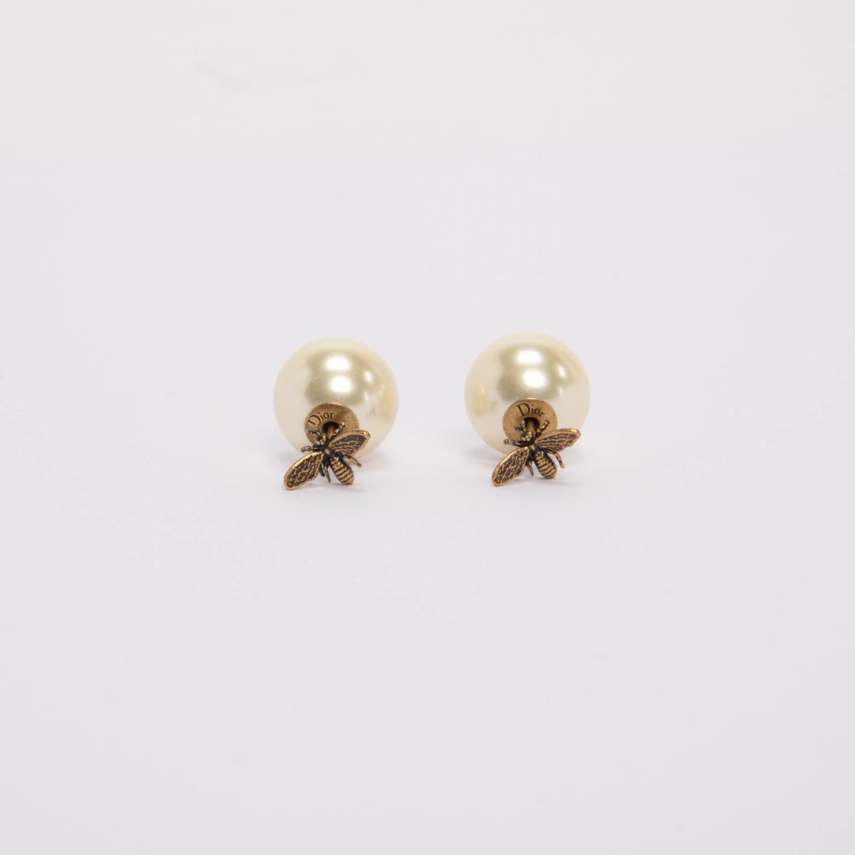 Dior Aged Gold Pearl Tribales Bee Earrings