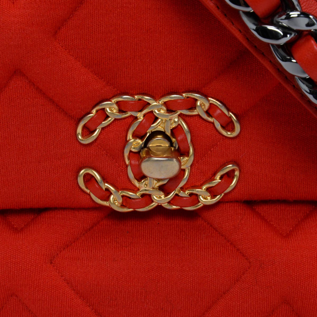 Chanel Red Quilted Jersey Large Chanel 19 Bag