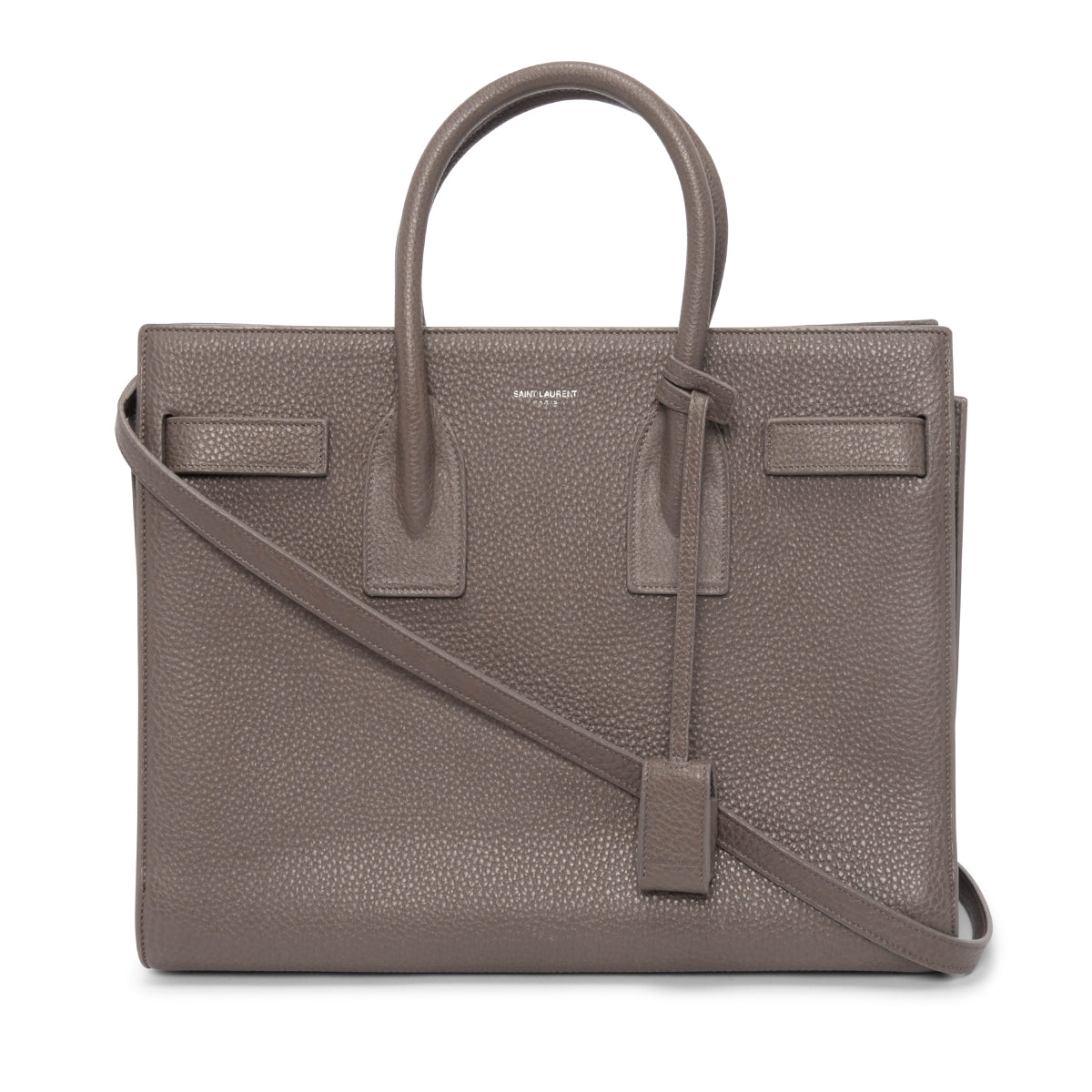 Saint Laurent Taupe Grained Calfskin Small Sac de Jour Tote