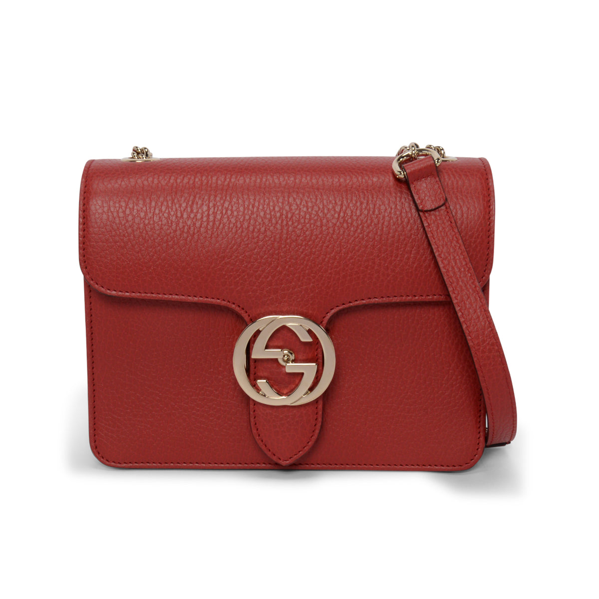 Gucci Red Dollar Calfskin Small Interlocking G Shoulder Bag