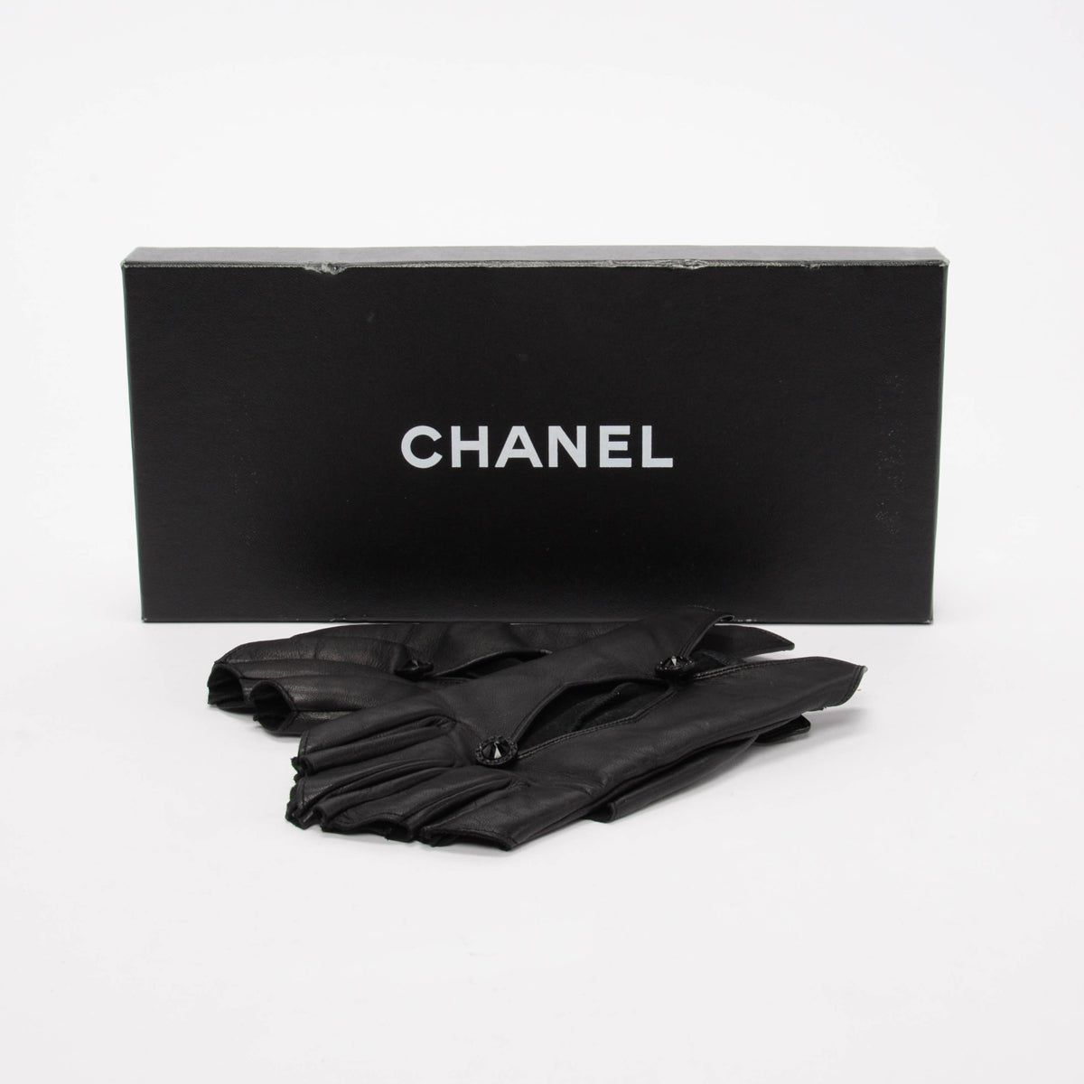 Chanel Black Lambskin Crystal Fingerless Gloves