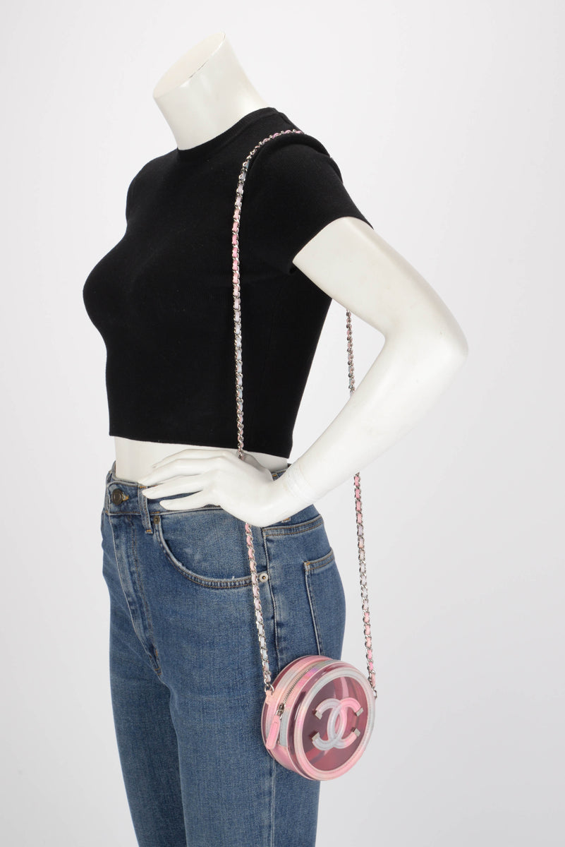 Chanel Pink PVC Filigree Round CC Bag