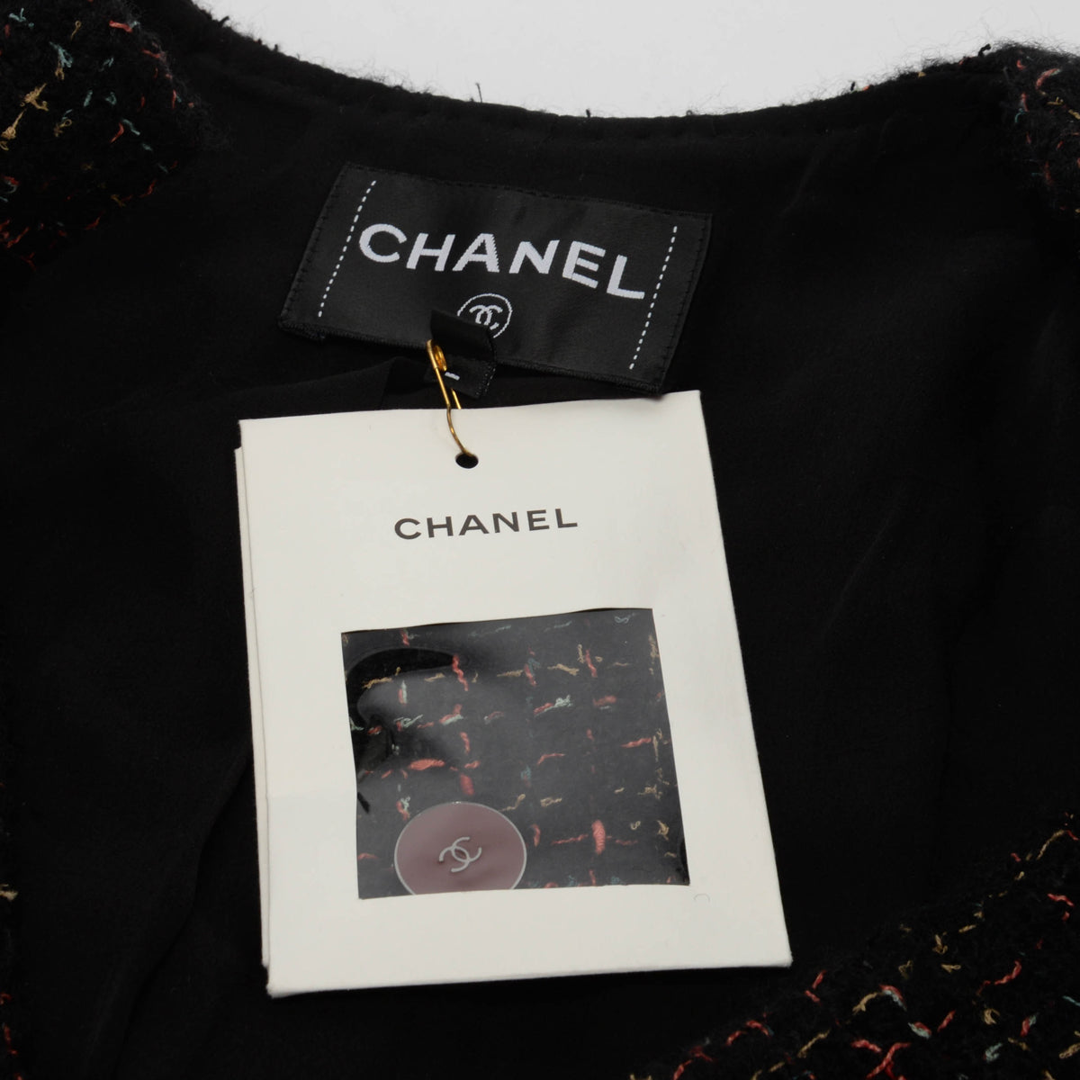 Chanel Black & Multi-Colour Mohair Tweed Single Button Jacket FR 38