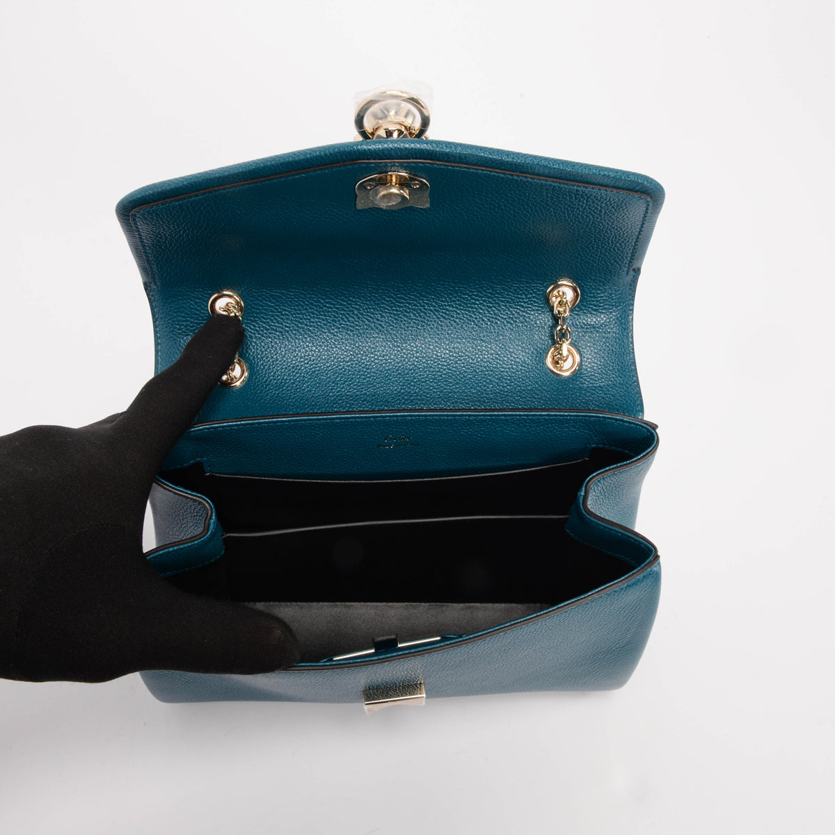 Cartier Teal Grained Calfskin Small Panthere de Cartier Bag