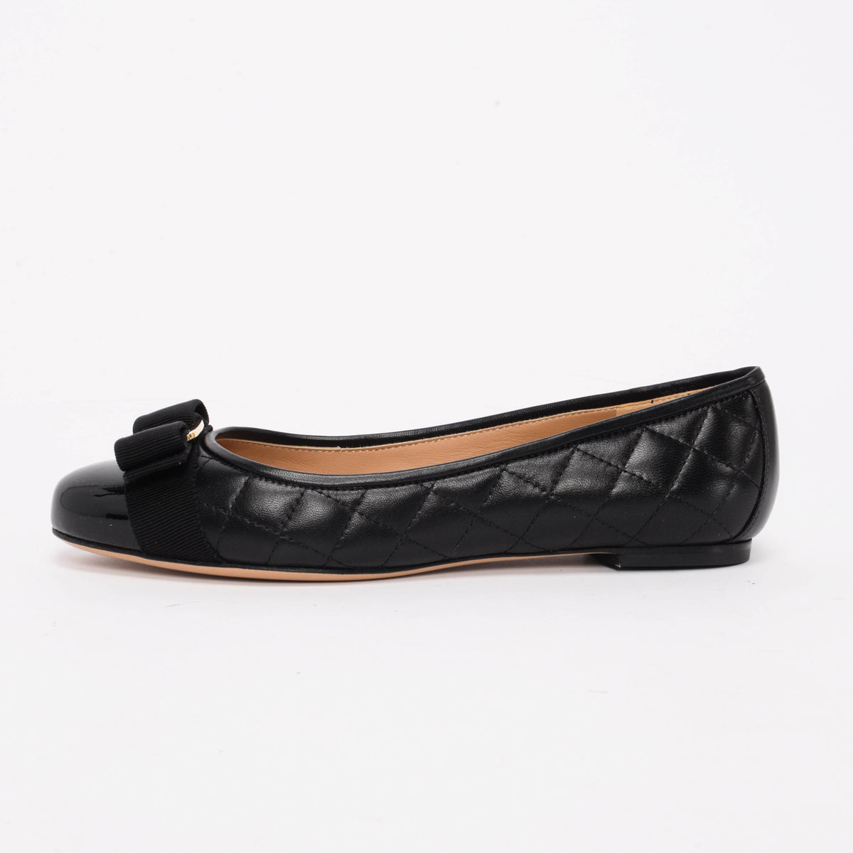 Ferragamo Black Quilted Lambskin Varina Ballet Flats 7