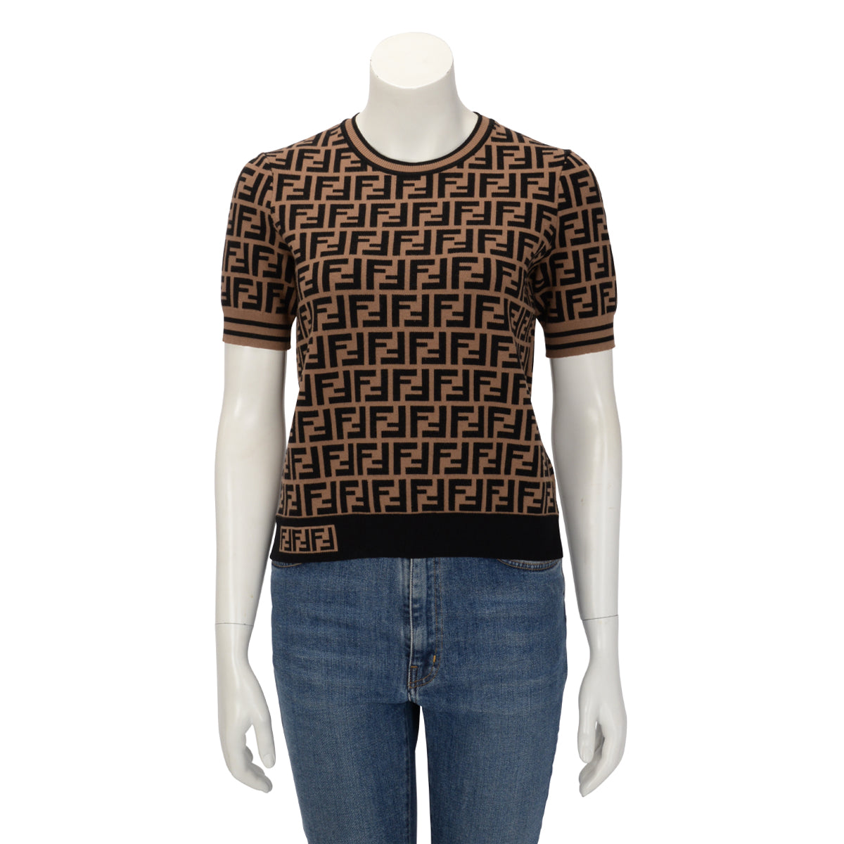 Fendi Brown Zucca Intarsia Top IT 40