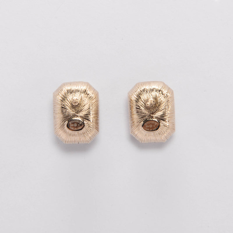 Chanel Light Gold Crystal CC Stud Earrings - Blue Spinach