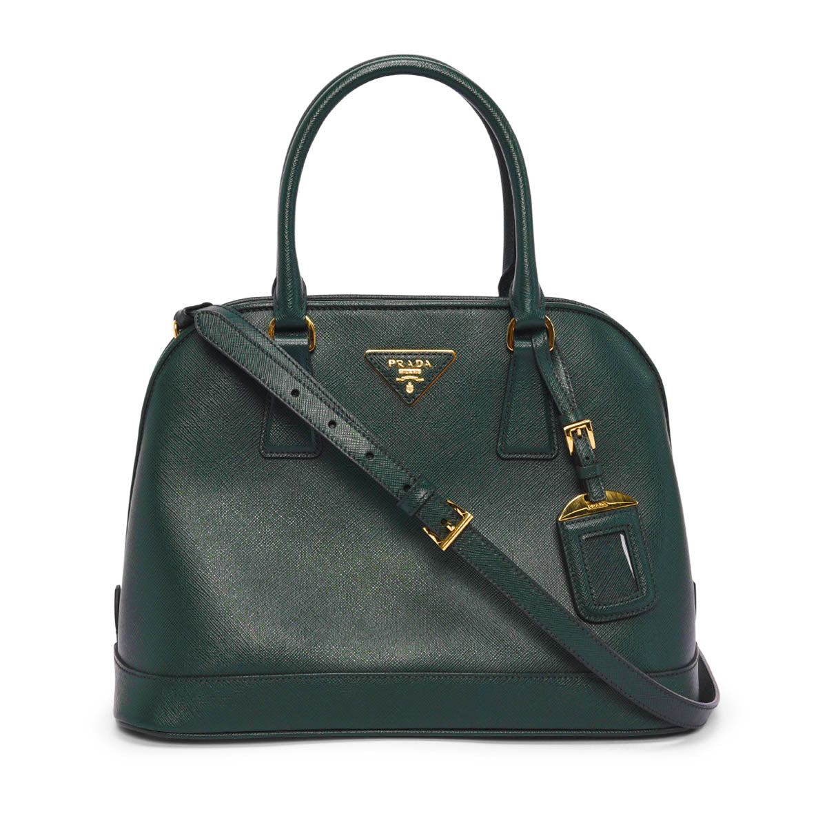 Prada Emerald Saffiano Lux Medium Promenade Bag