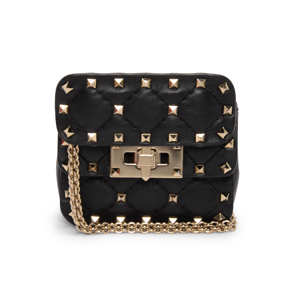 Valentino Black Nappa Leather Micro Rockstud Spike Bag