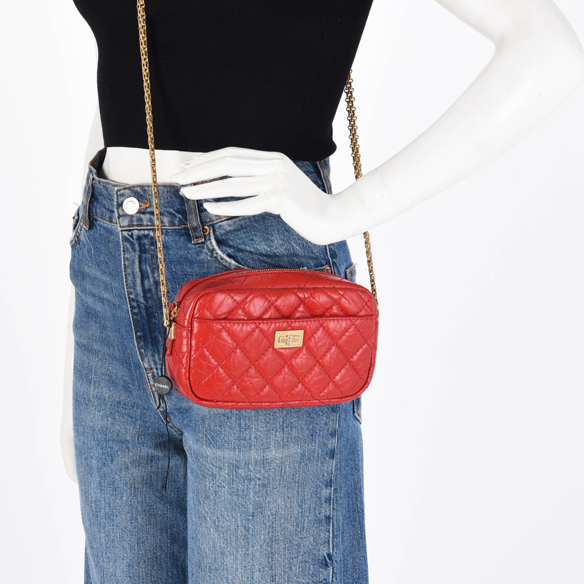 Chanel Red Aged Quilted Calfskin Mini Reissue Camera Case