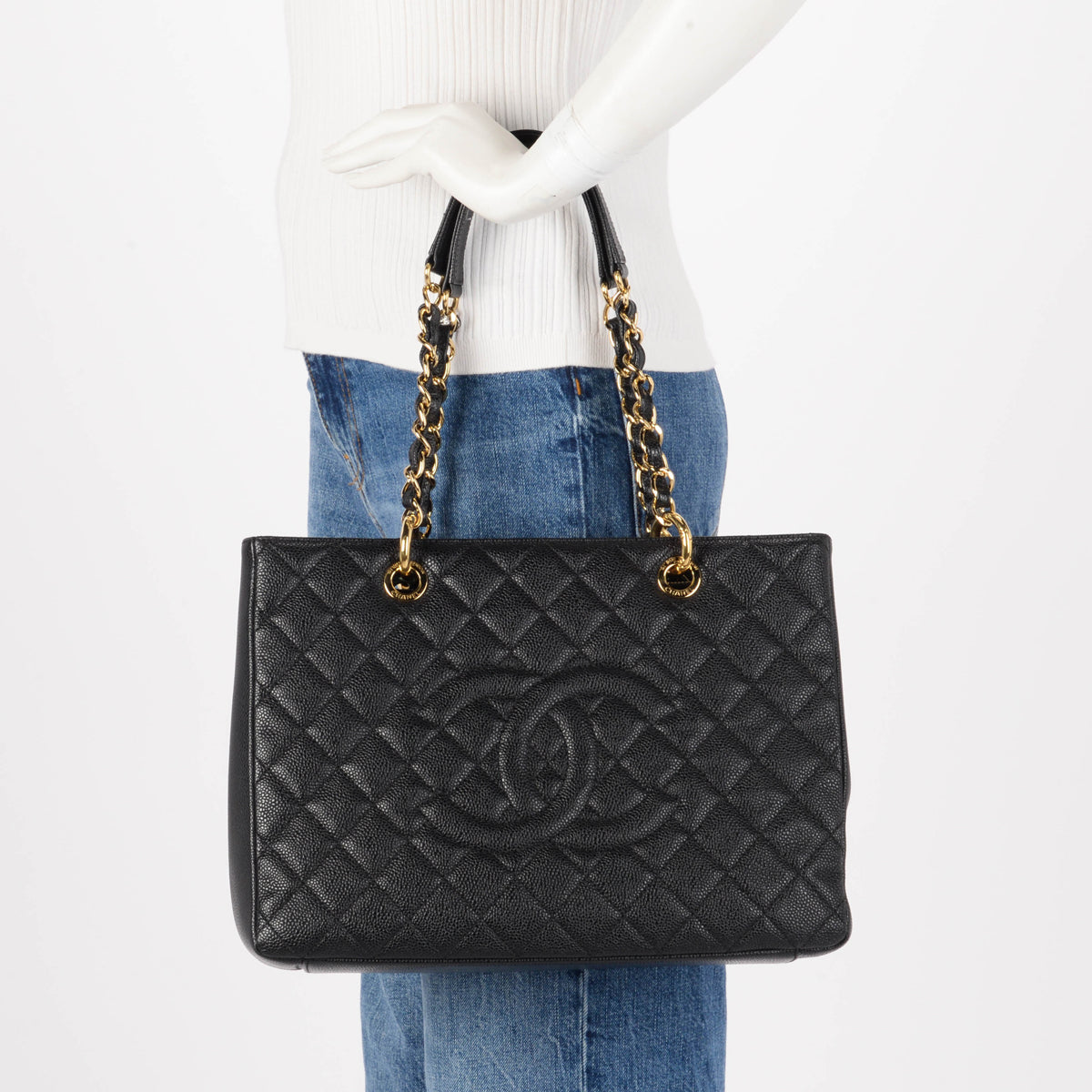 Chanel Black Quilted Caviar Grand Shopping Tote