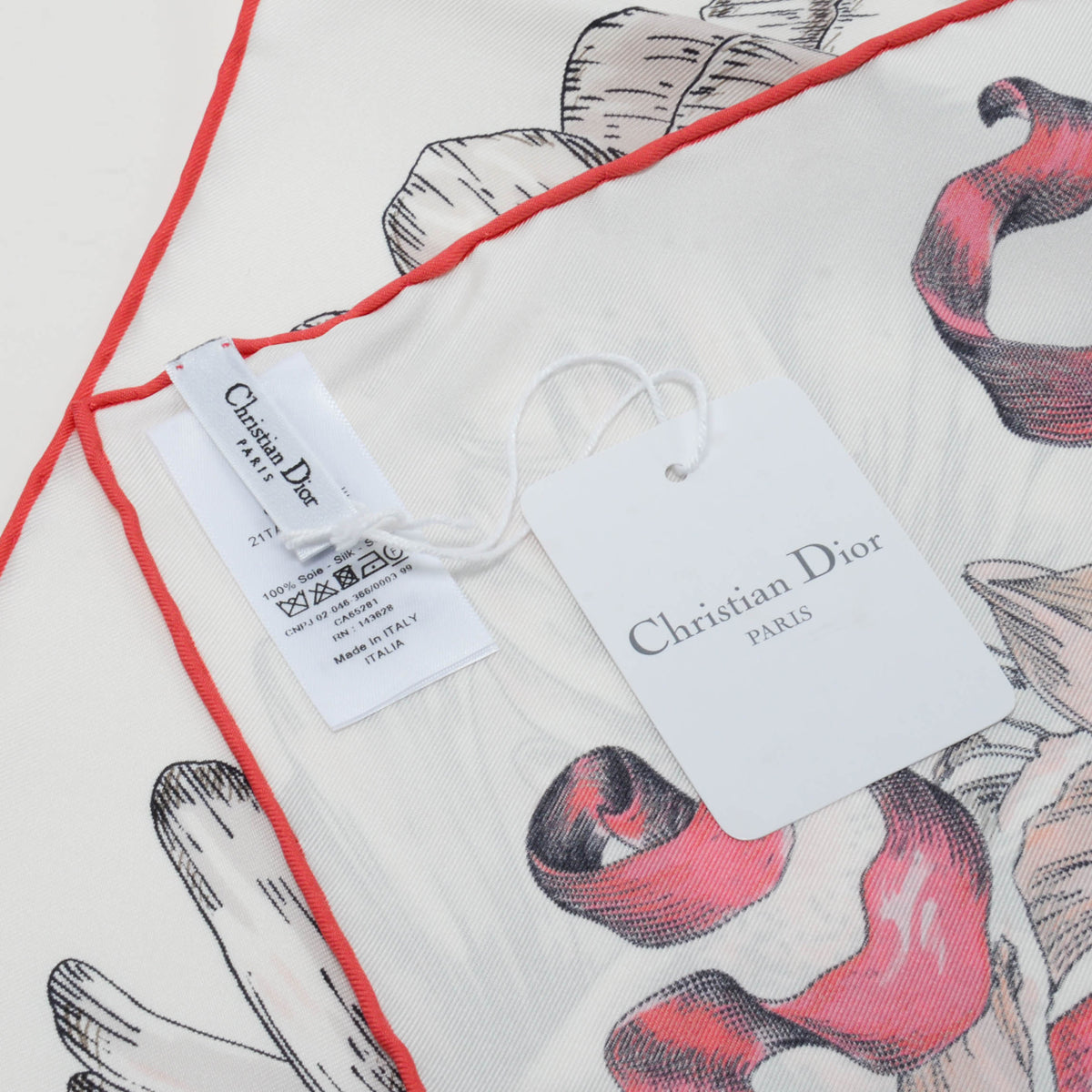 Dior Rose Silk Le Jugement Butterfly Scarf 90