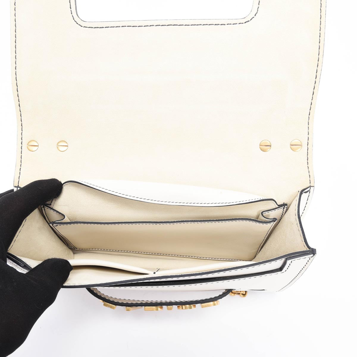 Dior White Calfskin Medium J'Adior Chain Flap Bag