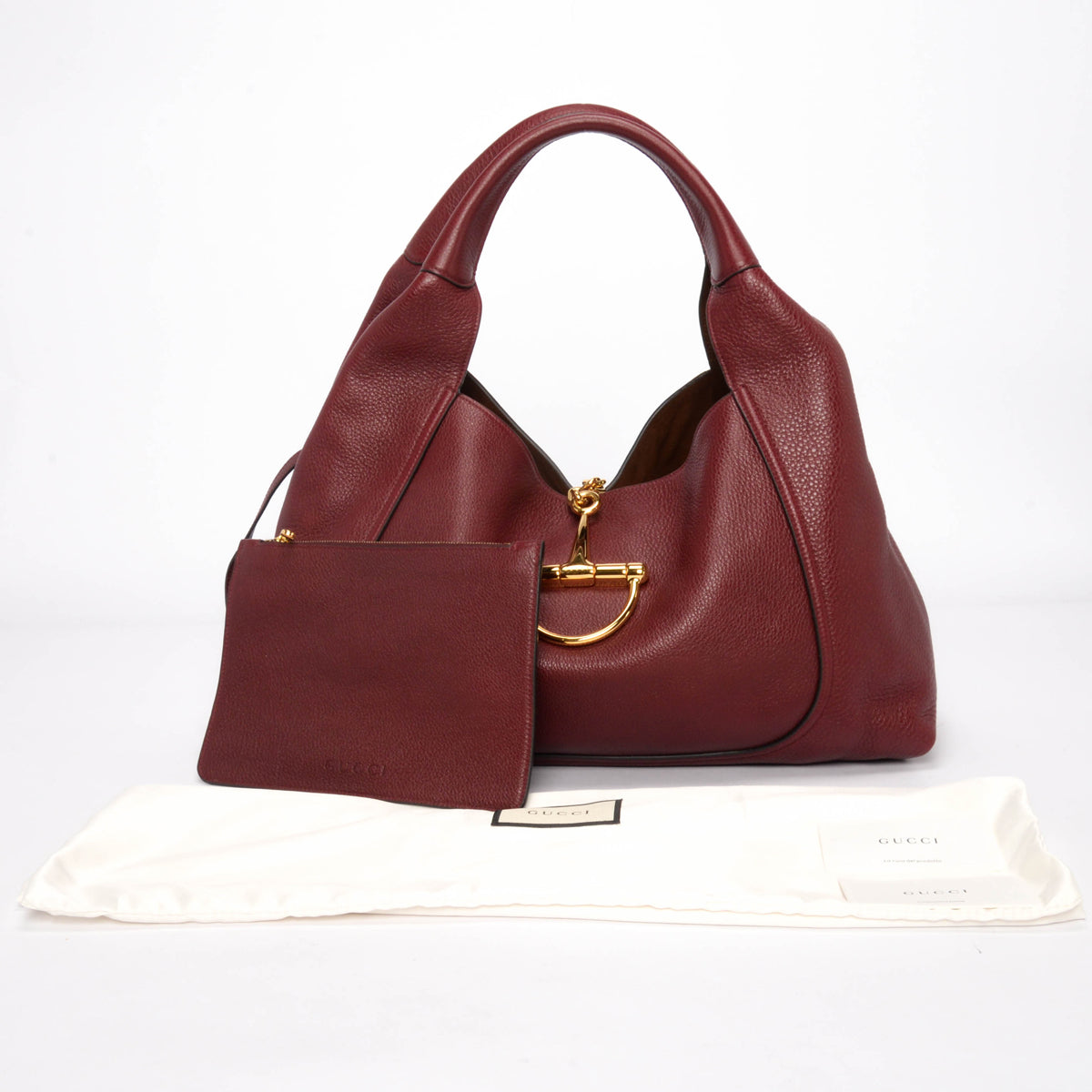 Gucci Rosso Ancora Grained Calfskin Softbit Maxi Shoulder Bag