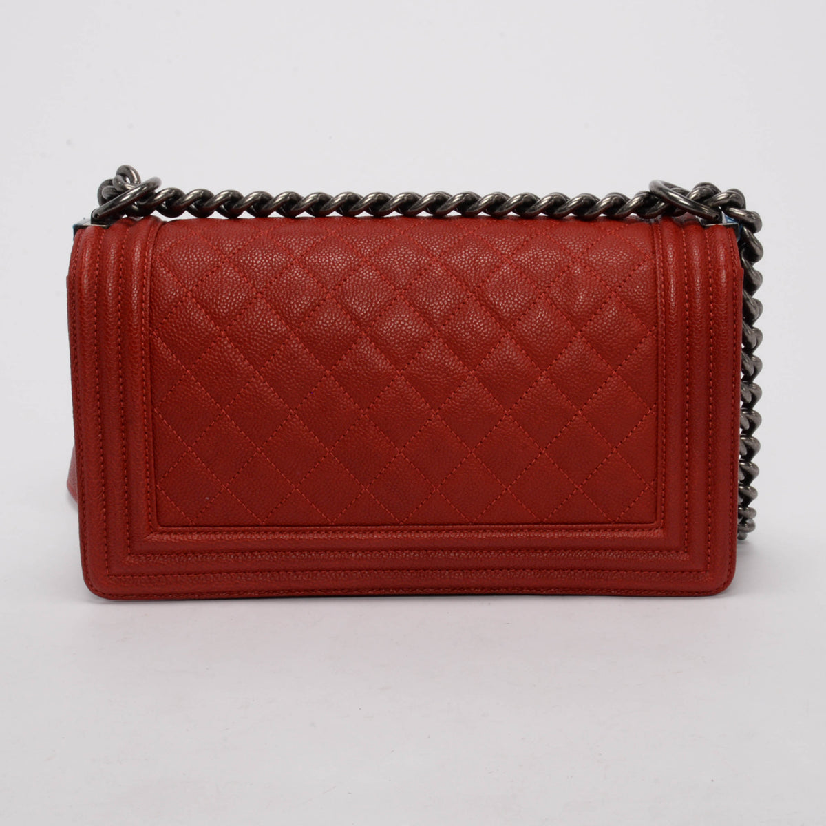 Chanel Red Quilted Caviar Medium Boy Bag